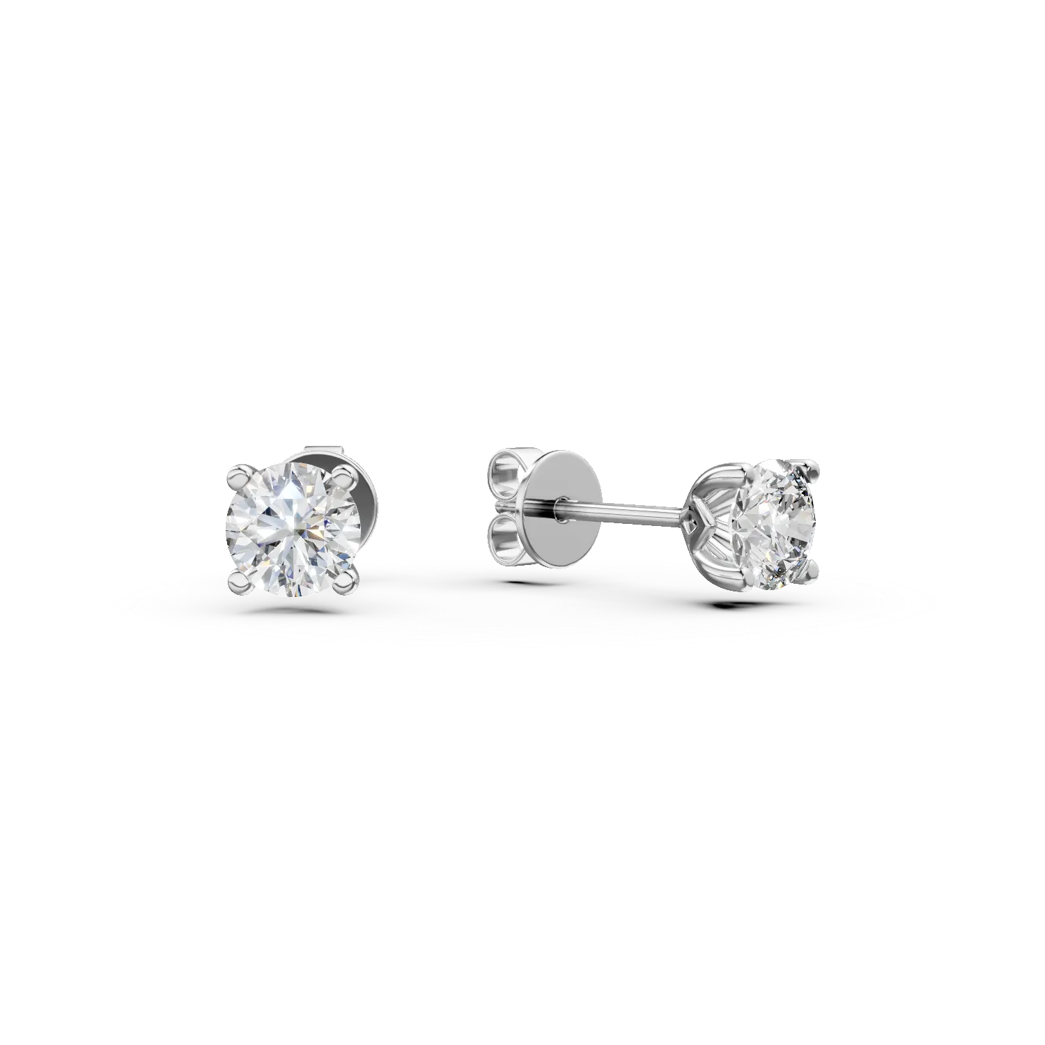 Cercei din aur alb cu diamante solitaire de 0.4ct create in laborator taietura rotunda