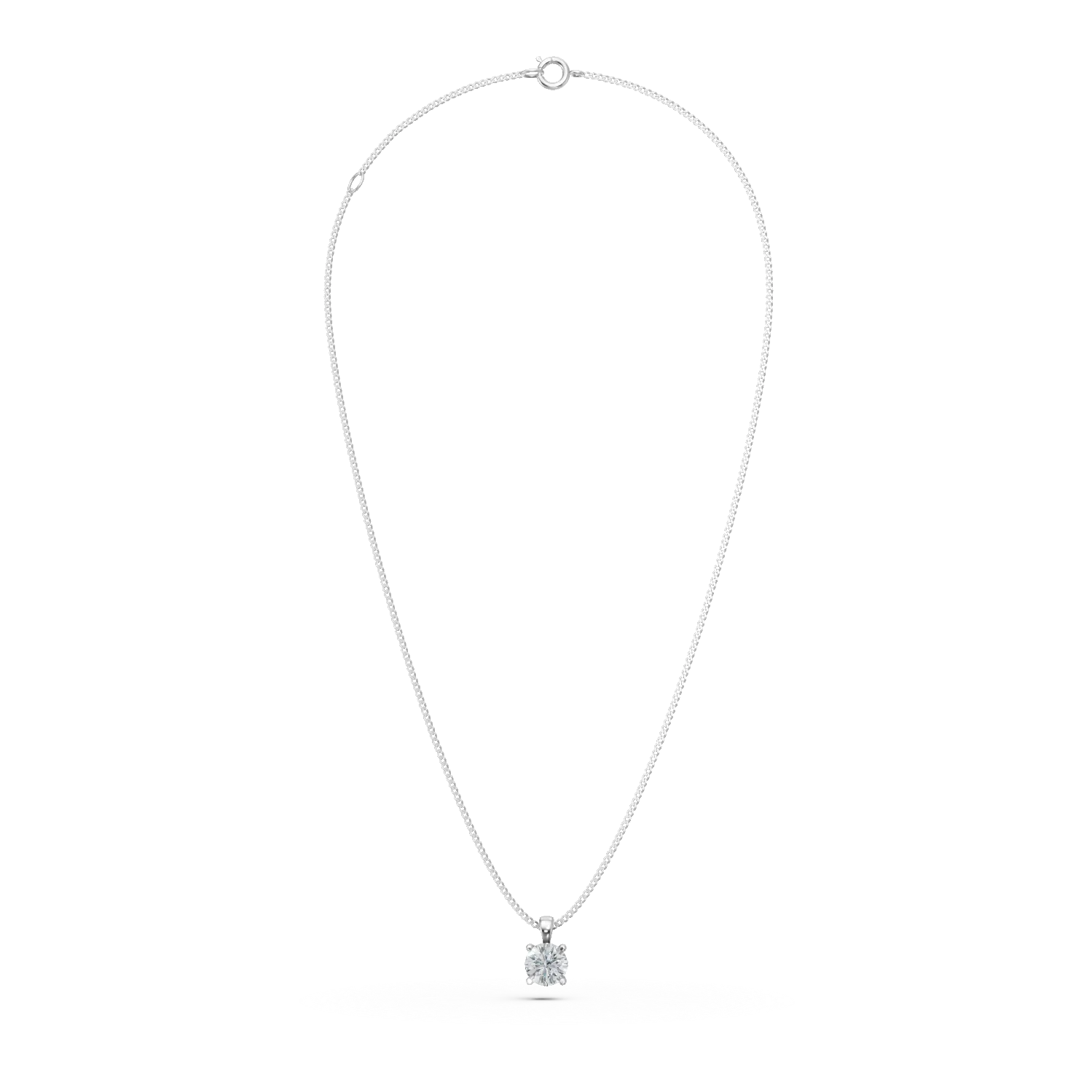 Lant cu pandantiv din aur alb cu diamant solitaire de 0.3ct creat in laborator