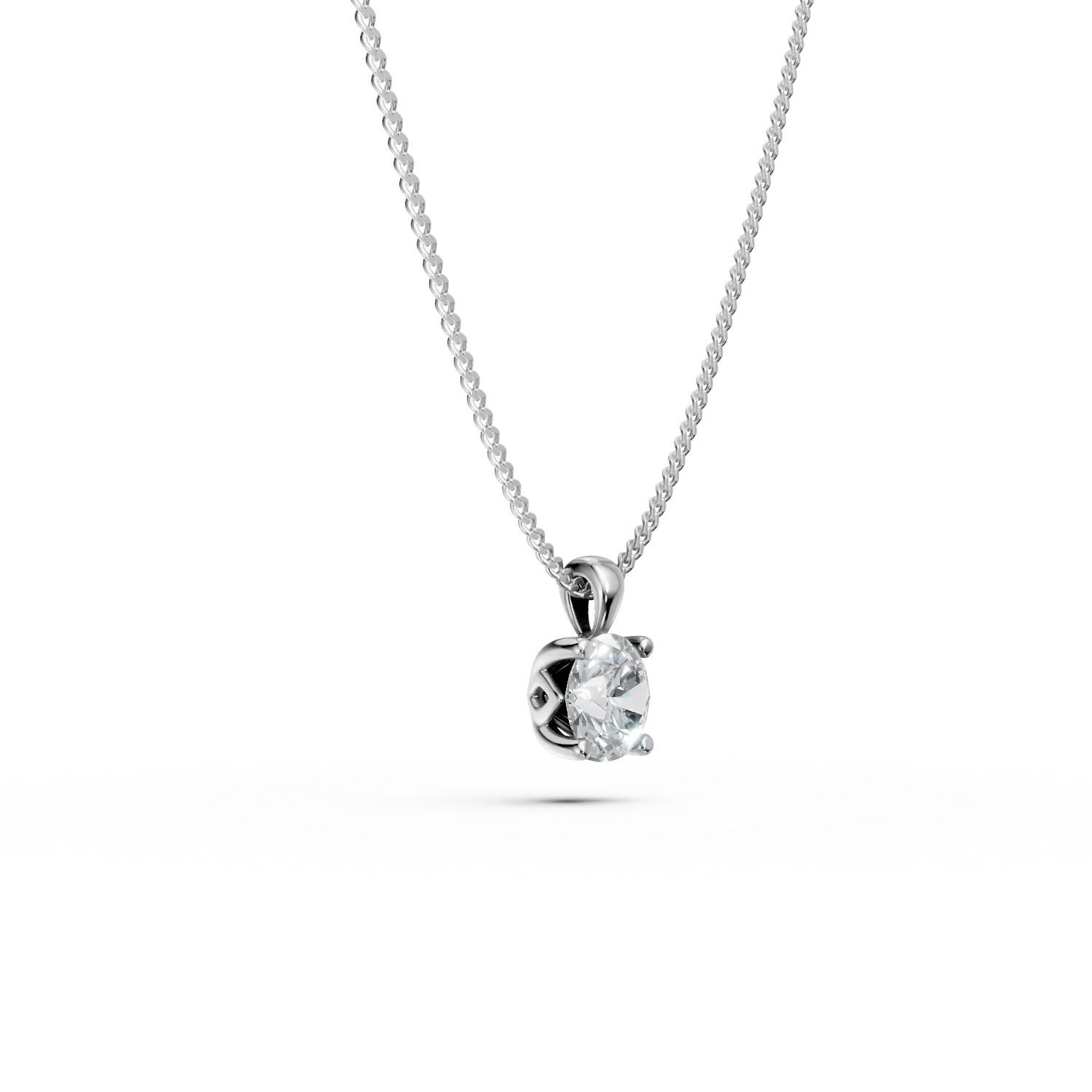 Lant cu pandantiv din aur alb cu diamant solitaire de 0.3ct creat in laborator