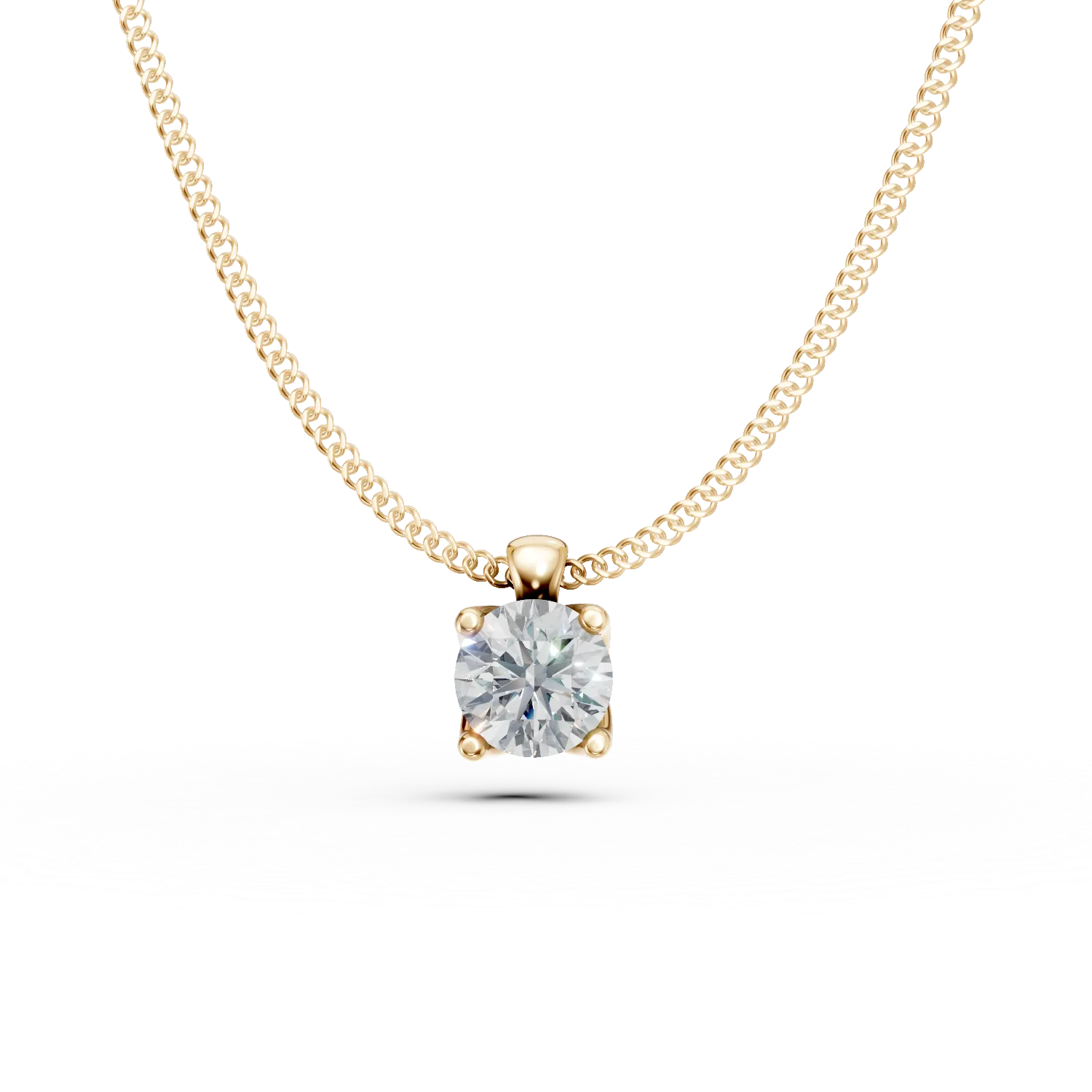 Lant cu pandantiv din aur galben cu diamant solitaire de 0.3ct creat in laborator