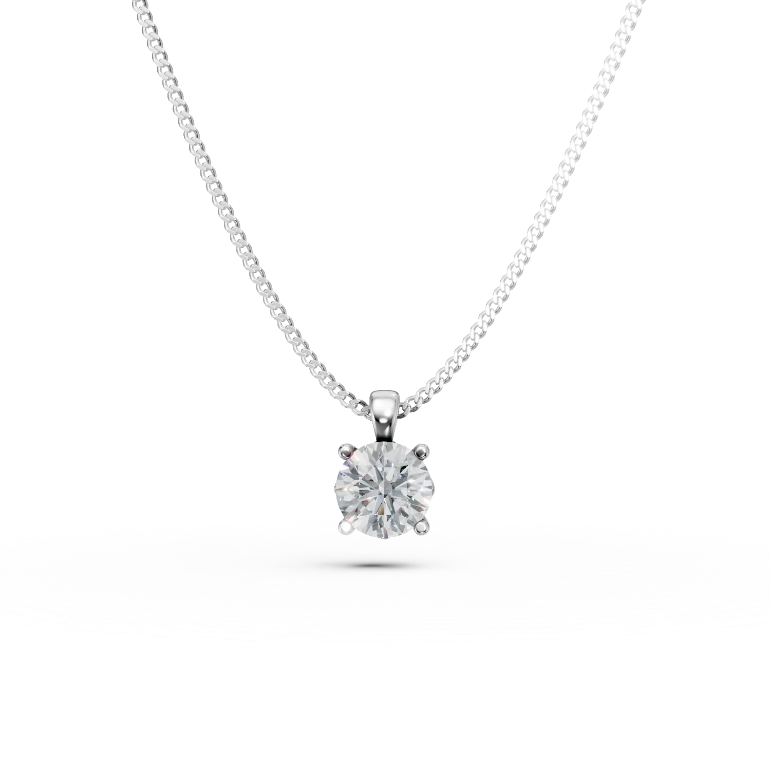 Lant cu pandantiv din aur alb cu diamant solitaire de 0.4ct creat in laborator