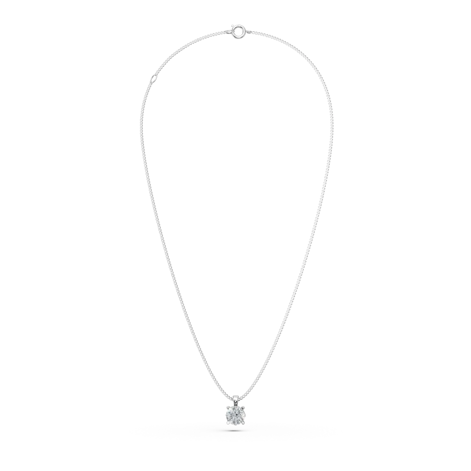Lant cu pandantiv din aur alb cu diamant solitaire de 0.4ct creat in laborator