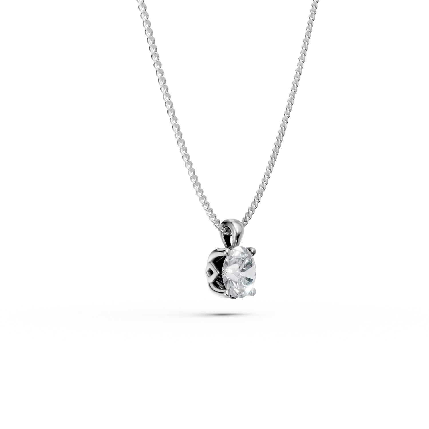 Lant cu pandantiv din aur alb cu diamant solitaire de 0.4ct creat in laborator