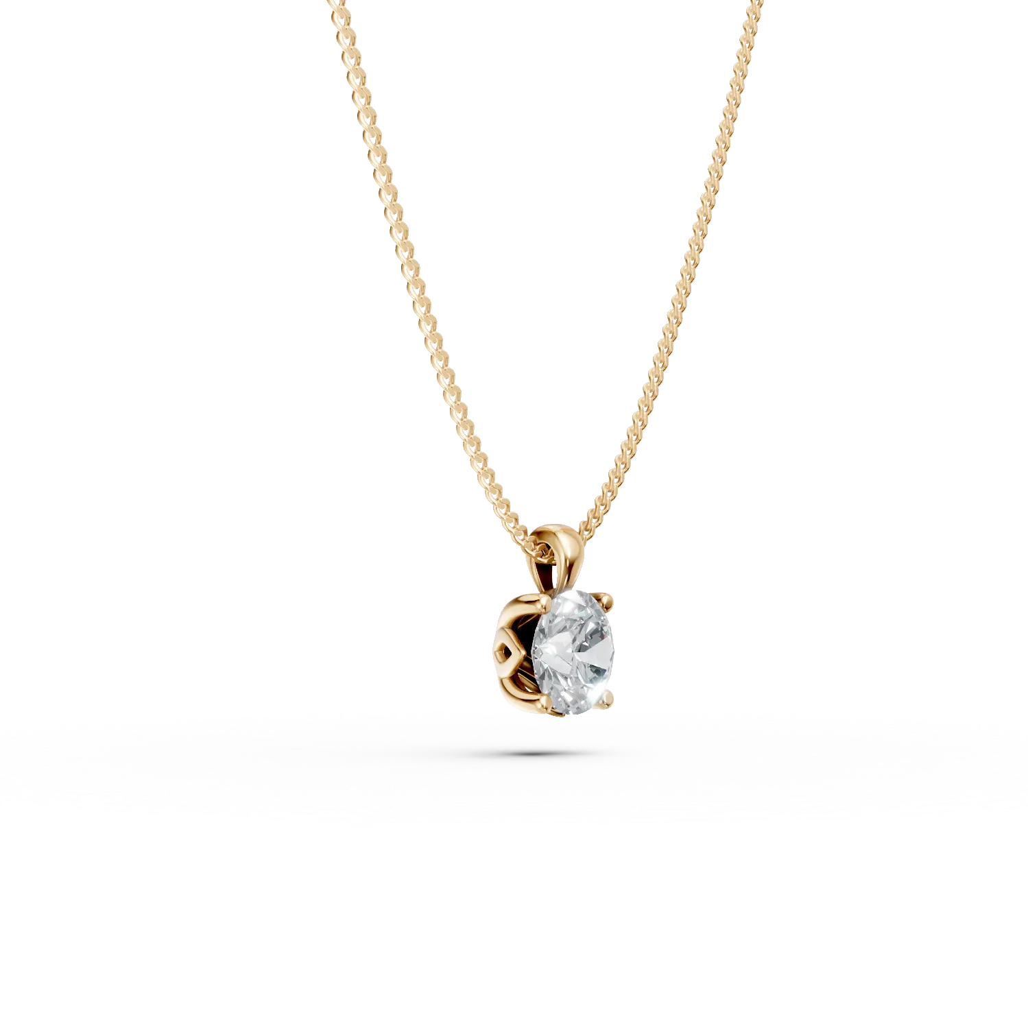 Lant cu pandantiv din aur galben cu diamant solitaire de 0.4ct creat in laborator