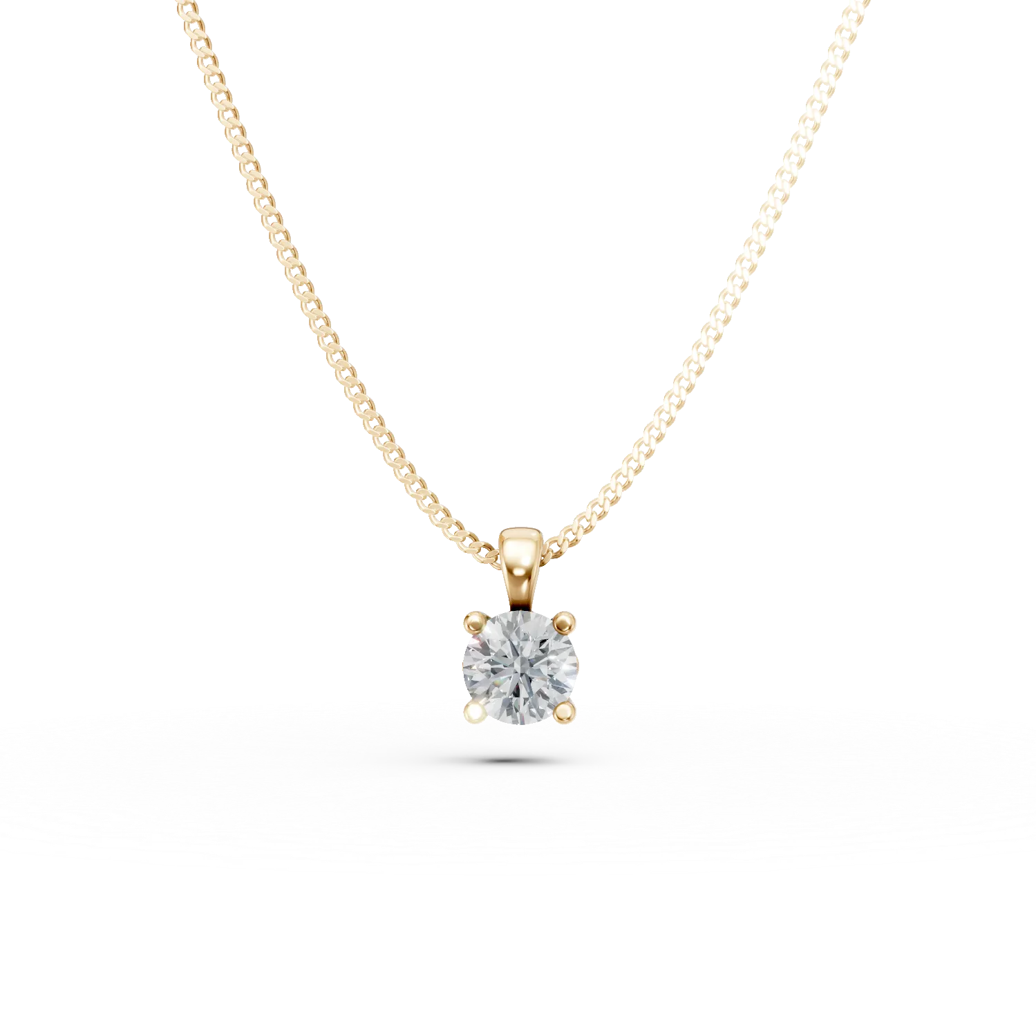 Lant cu pandantiv din aur galben cu diamant solitaire de 0.2ct creat in laborator