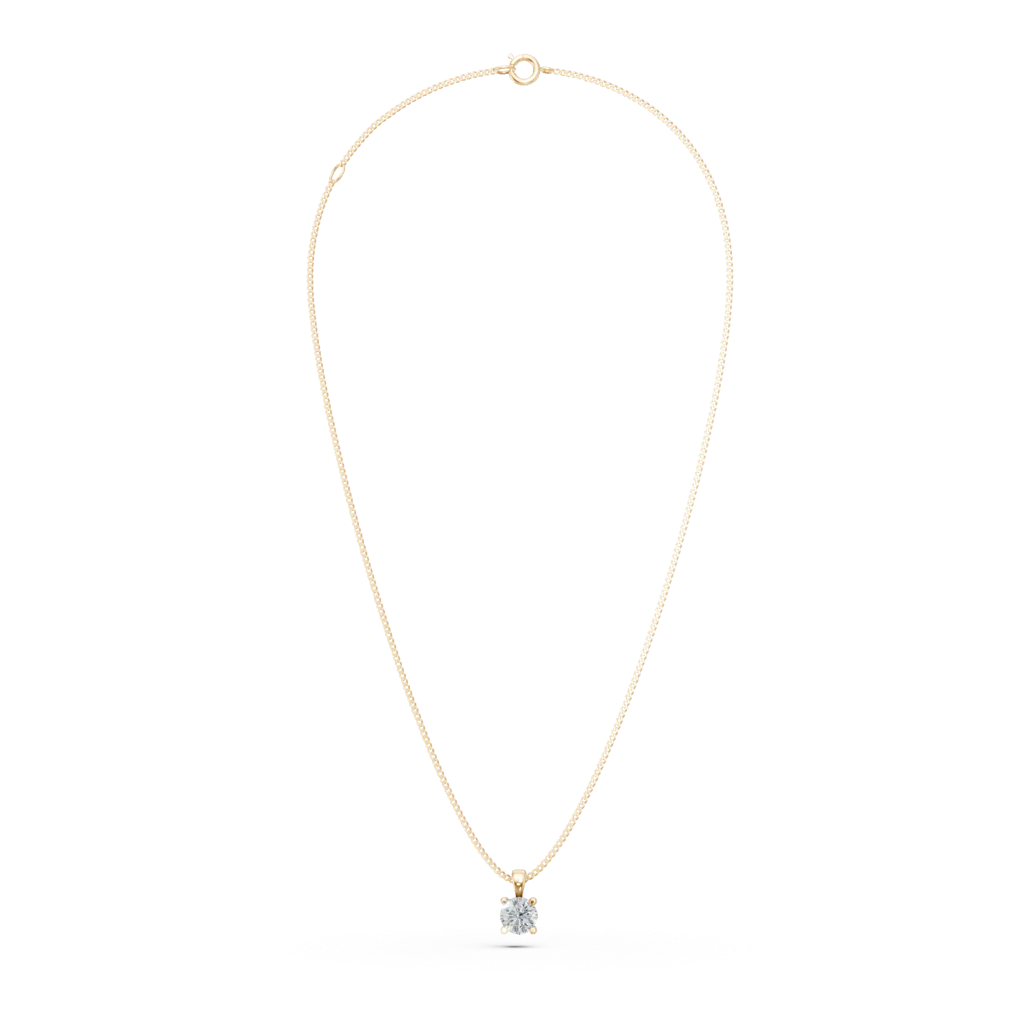 Lant cu pandantiv din aur galben cu diamant solitaire de 0.2ct creat in laborator