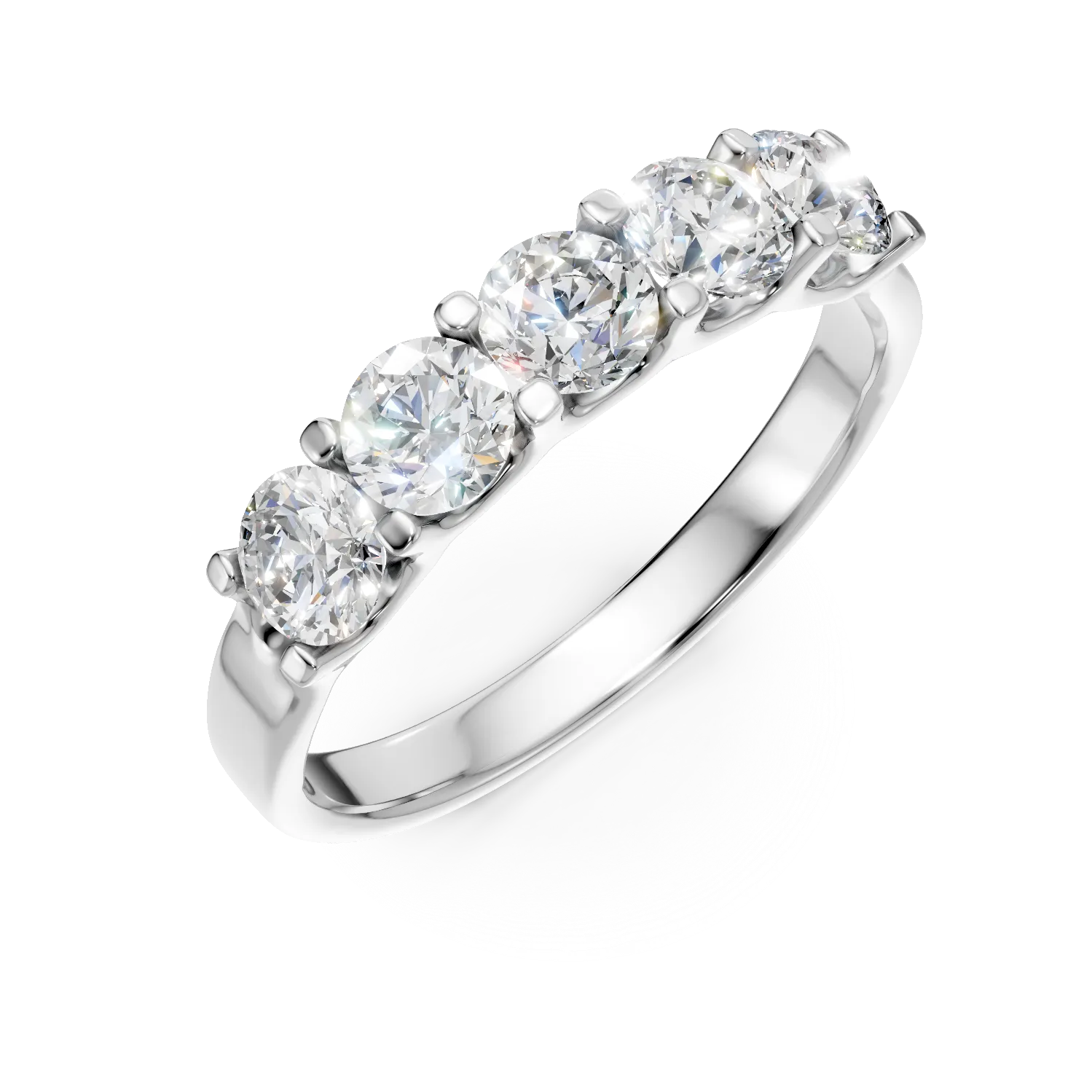 Inel semi eternity din aur alb cu diamante de 1ct create in laborator