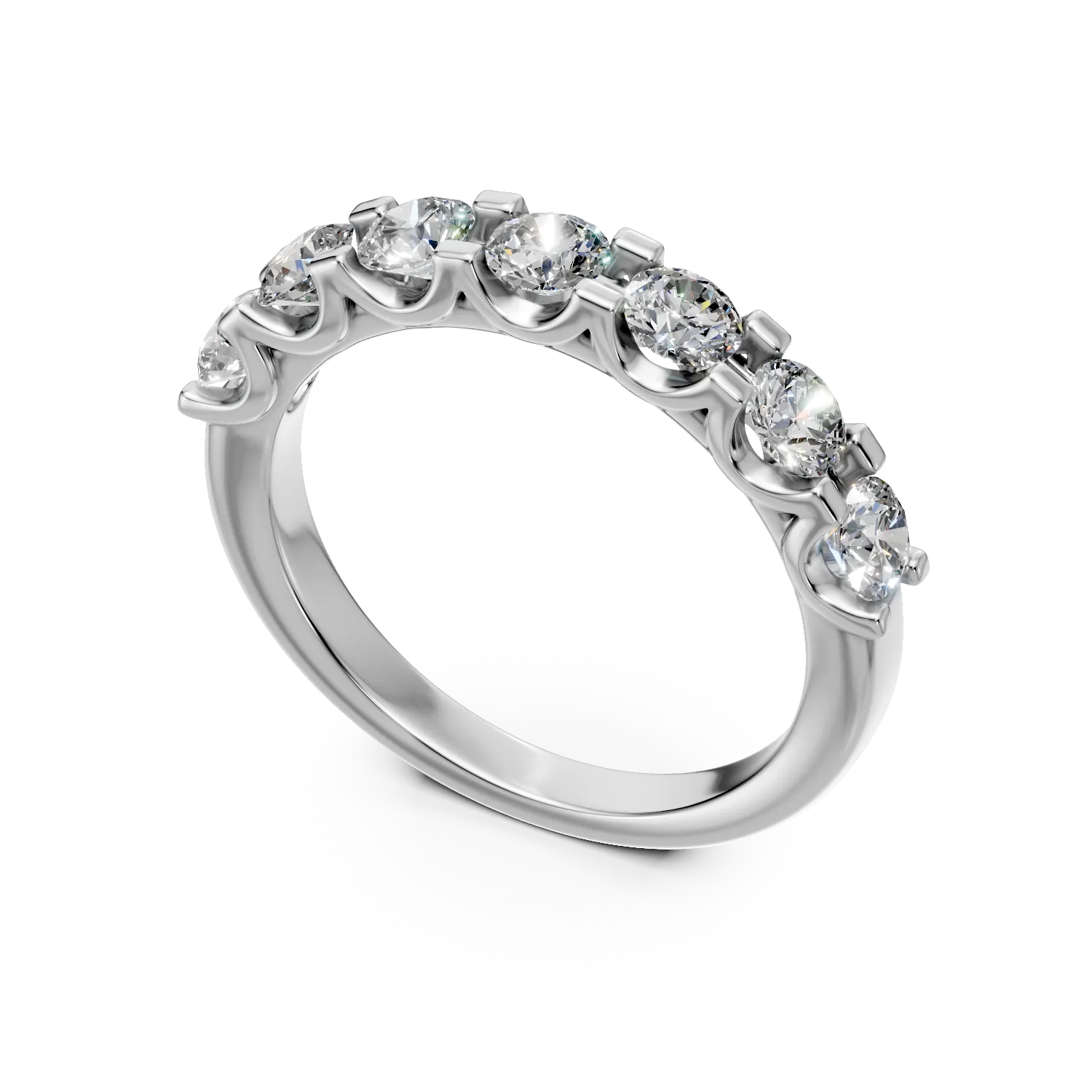 Inel semi eternity din aur alb cu diamante de 1ct create in laborator