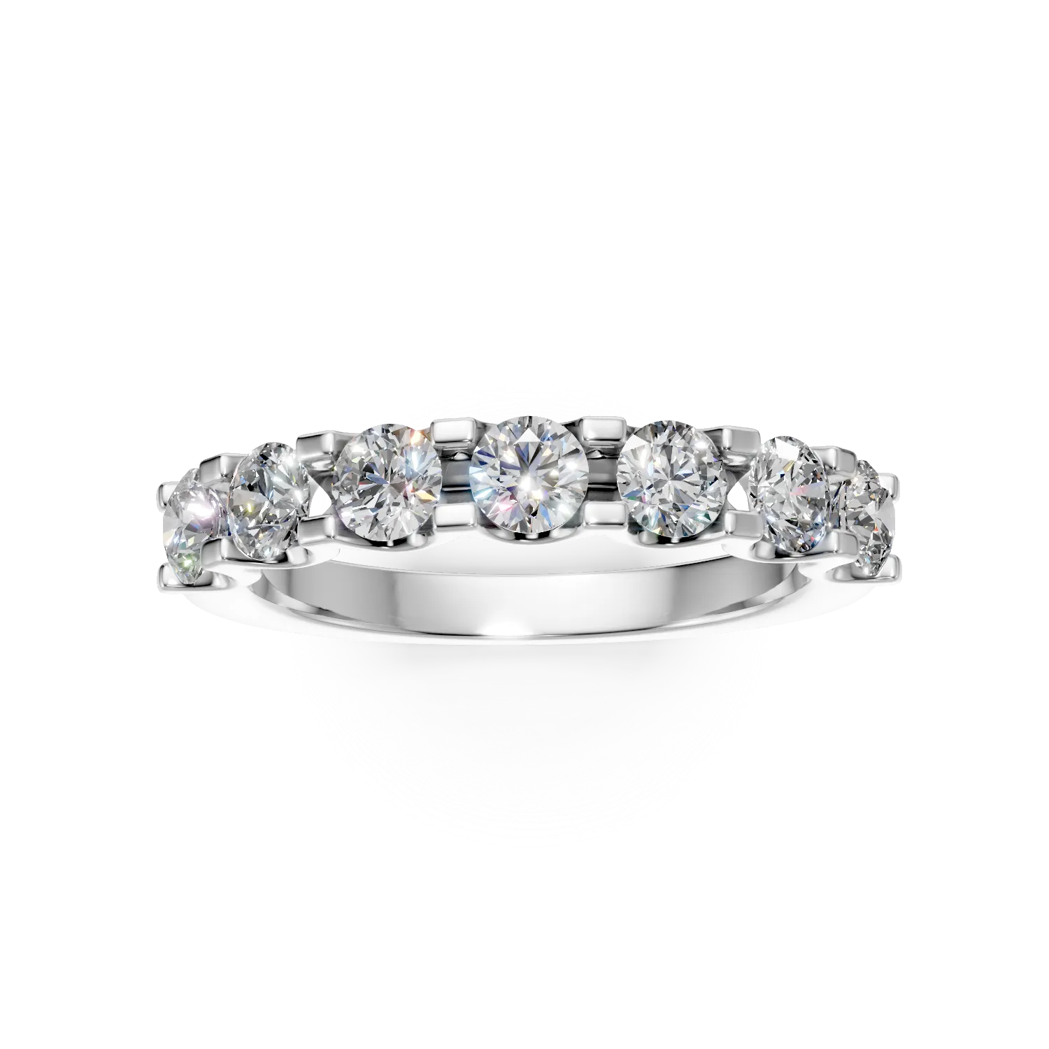 Inel semi eternity din aur alb cu diamante de 1ct create in laborator