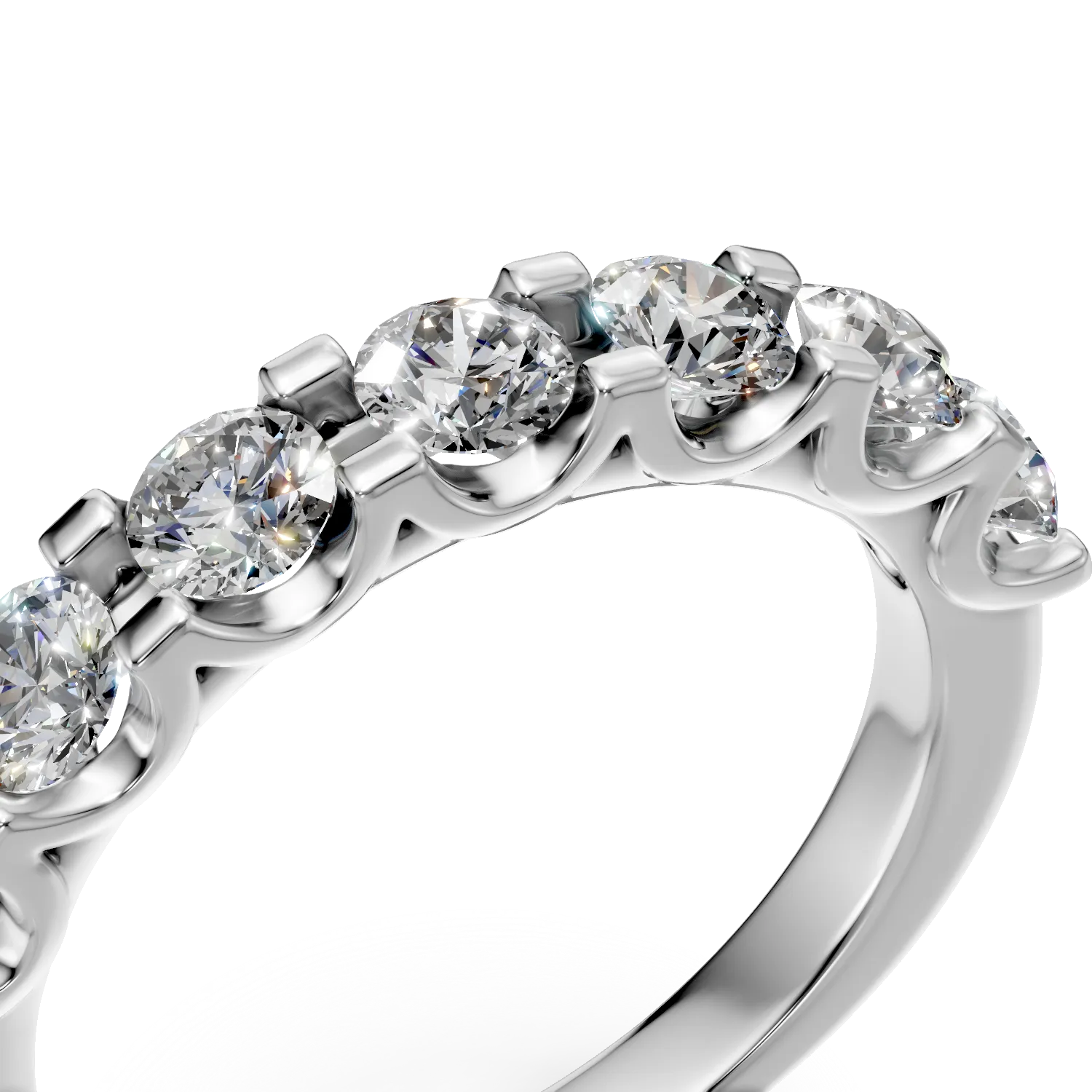 Inel semi eternity din aur alb cu diamante de 1ct create in laborator