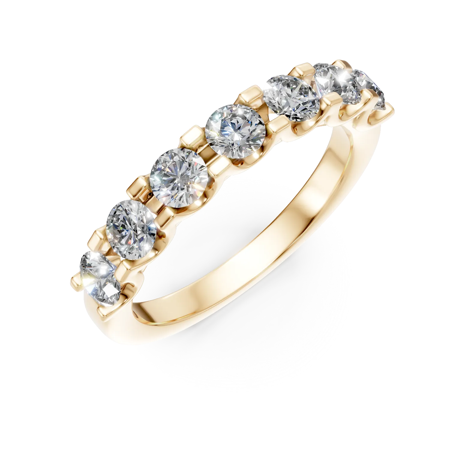 Inel semi eternity din aur galben cu diamante de 1ct create in laborator