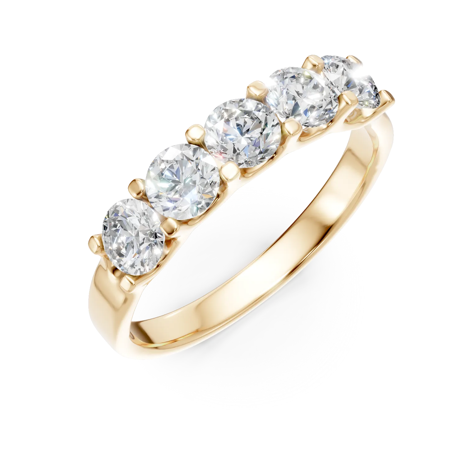 Inel semi eternity din aur galben cu diamante de 1ct create in laborator