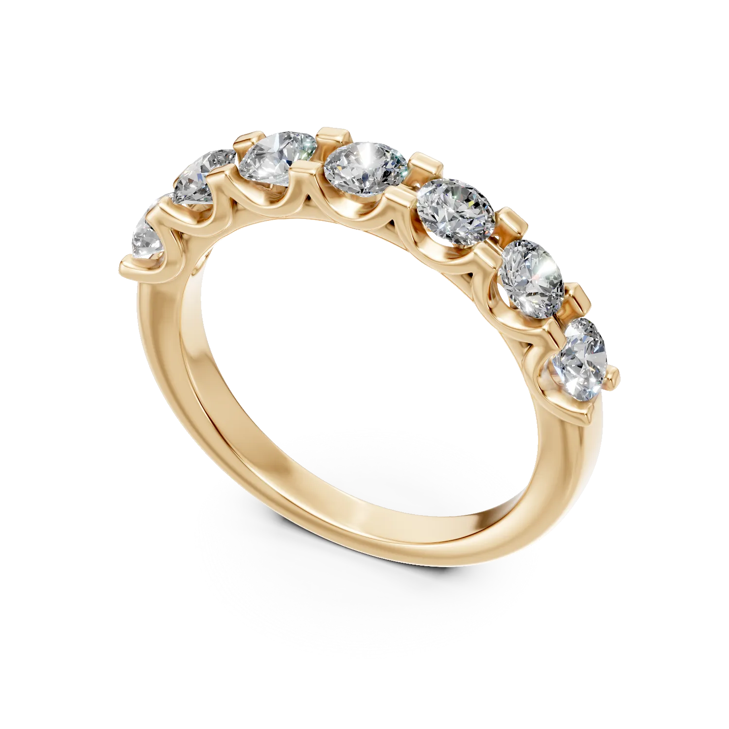 Inel semi eternity din aur galben cu diamante de 1ct create in laborator