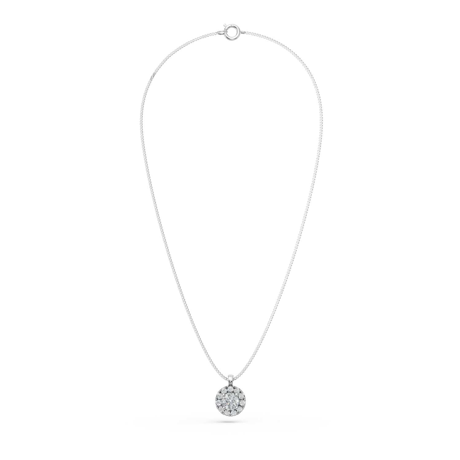 Lant cu pandantiv cerc din aur alb cu diamante de 0.3ct create in laborator