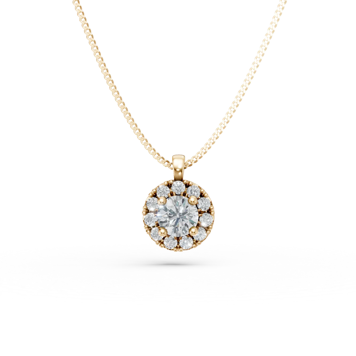 Lant cu pandantiv cerc din aur galben cu diamante de 0.3ct create in laborator