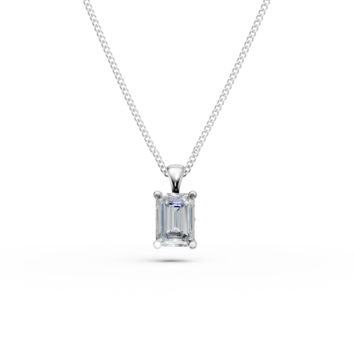 Lant cu pandantiv din aur alb cu diamant solitaire de 0.4ct creat in laborator