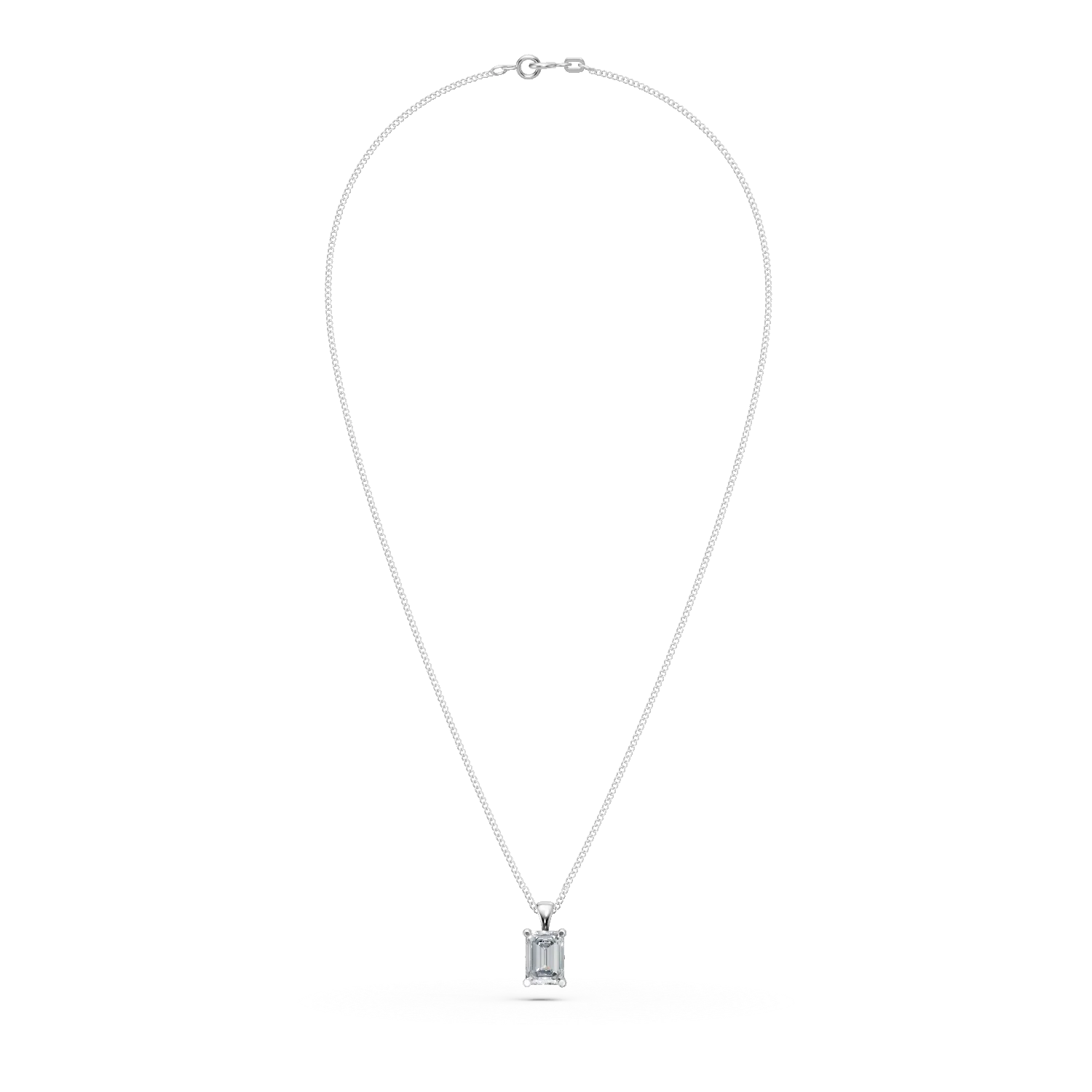 Lant cu pandantiv din aur alb cu diamant solitaire de 0.4ct creat in laborator