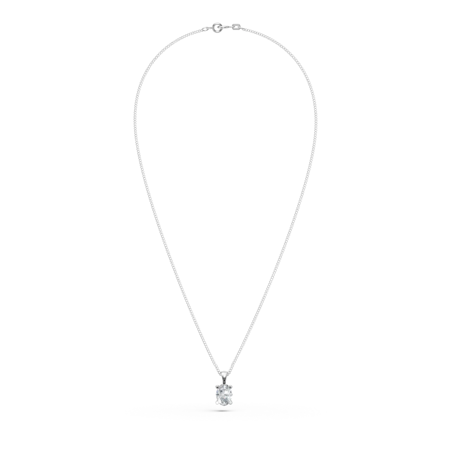 Lant din aur alb cu pandantiv cu diamant solitaire de 0.2ct creat in laborator