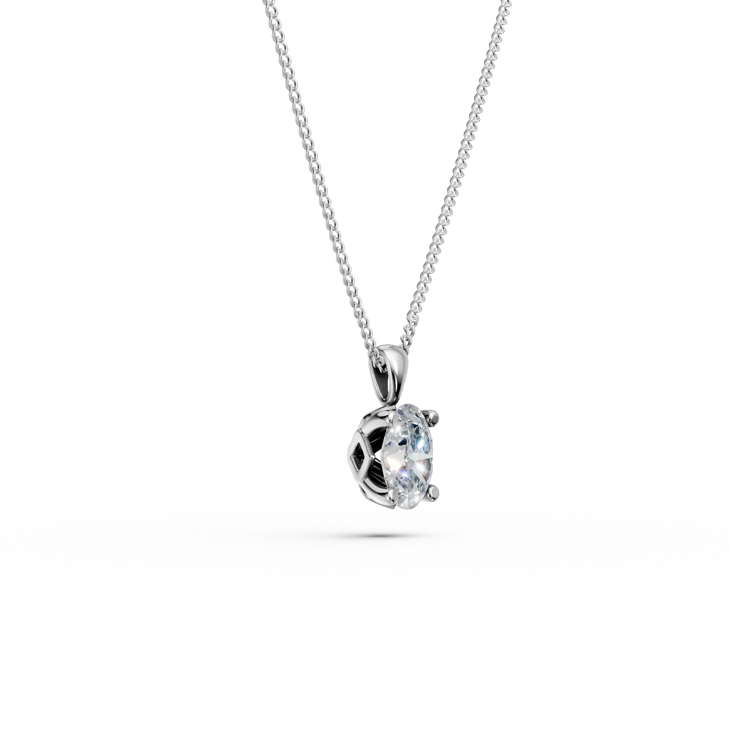 Lant din aur alb cu pandantiv cu diamant solitaire de 0.2ct creat in laborator