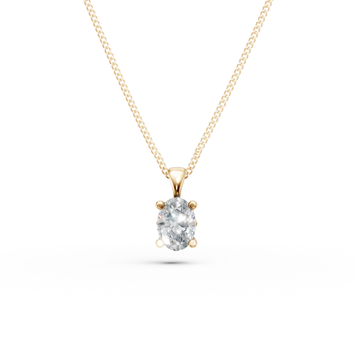 Lant din aur galben cu pandantiv cu diamant solitaire de 0.2ct creat in laborator