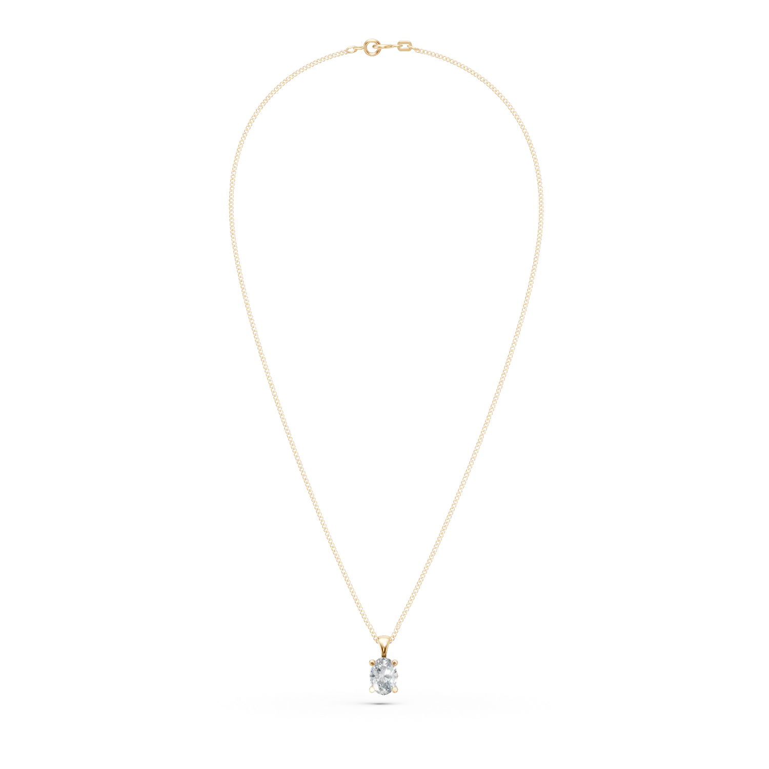Lant din aur galben cu pandantiv cu diamant solitaire de 0.2ct creat in laborator - imagine 2