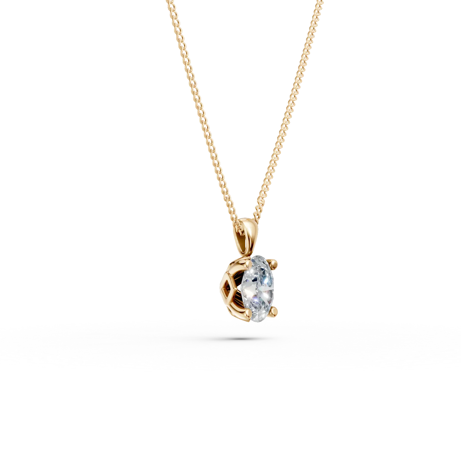Lant din aur galben cu pandantiv cu diamant solitaire de 0.2ct creat in laborator