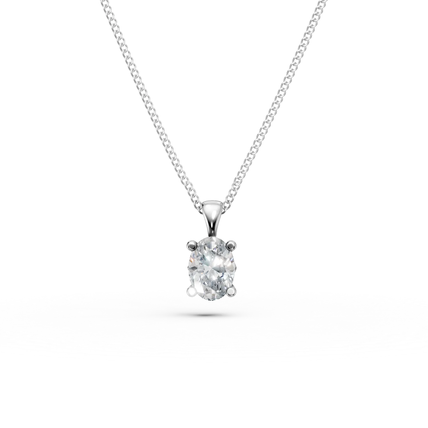 Lant cu pandantiv din aur alb cu diamant solitaire de 0.2ct creat in laborator