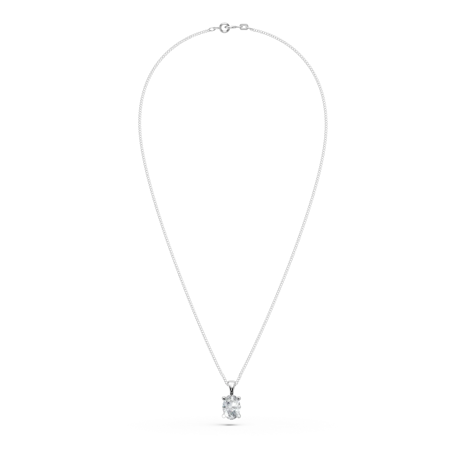 Lant cu pandantiv din aur alb cu diamant solitaire de 0.3ct creat in laborator