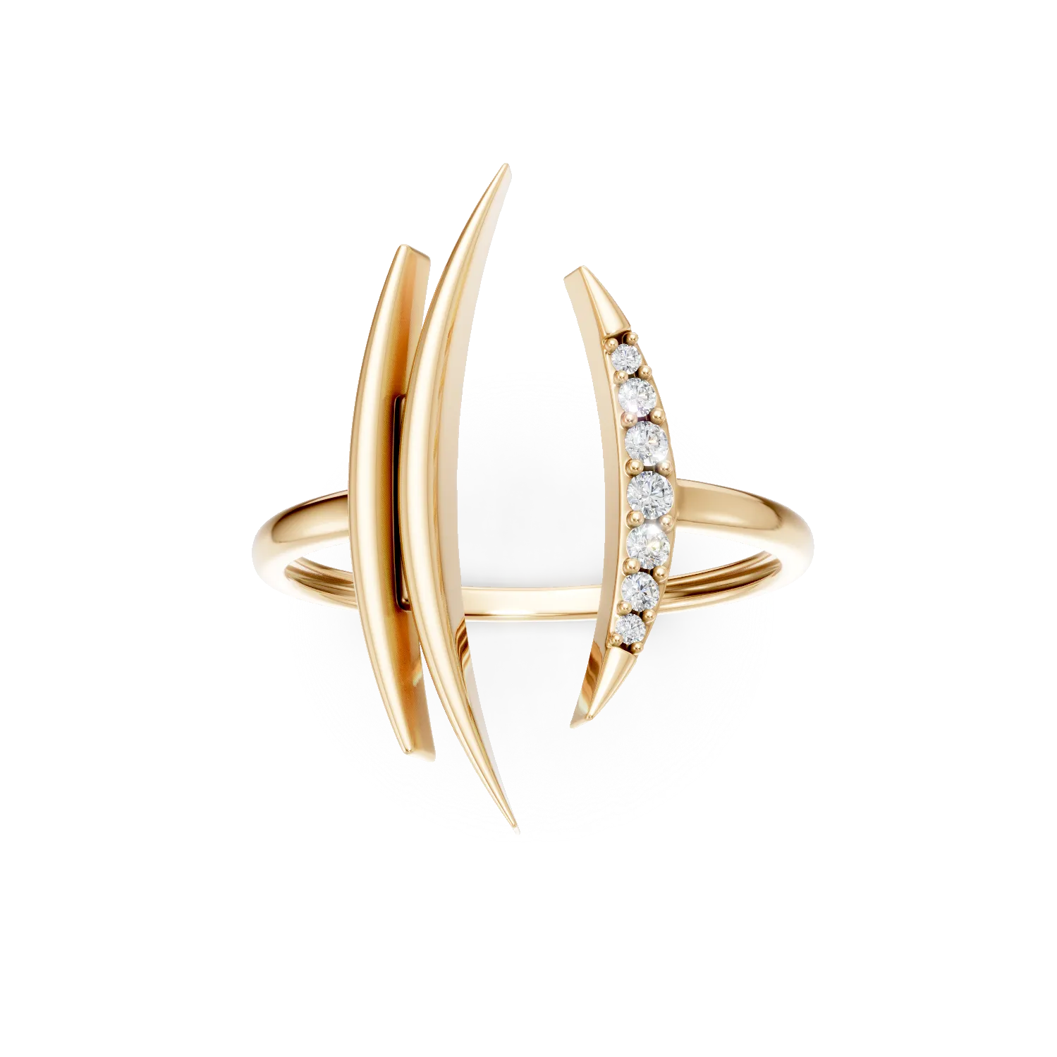 Inel geometric din aur galben cu diamante de 0.05ct create in laborator