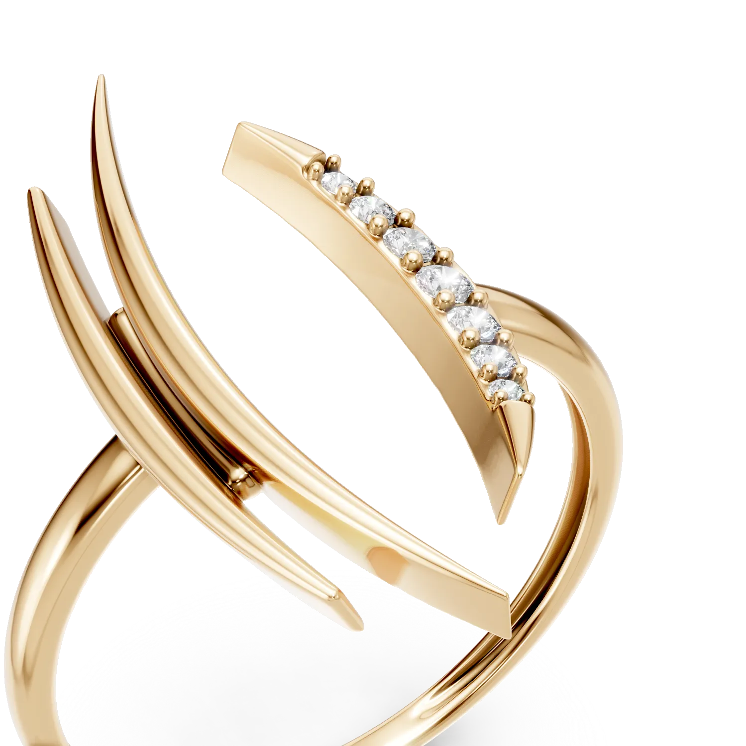 Inel geometric din aur galben cu diamante de 0.05ct create in laborator