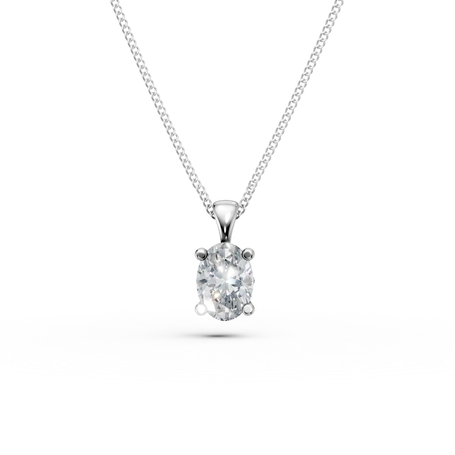 Lant cu pandantiv din aur alb cu diamant solitaire de 0.4ct creat in laborator - imagine 6