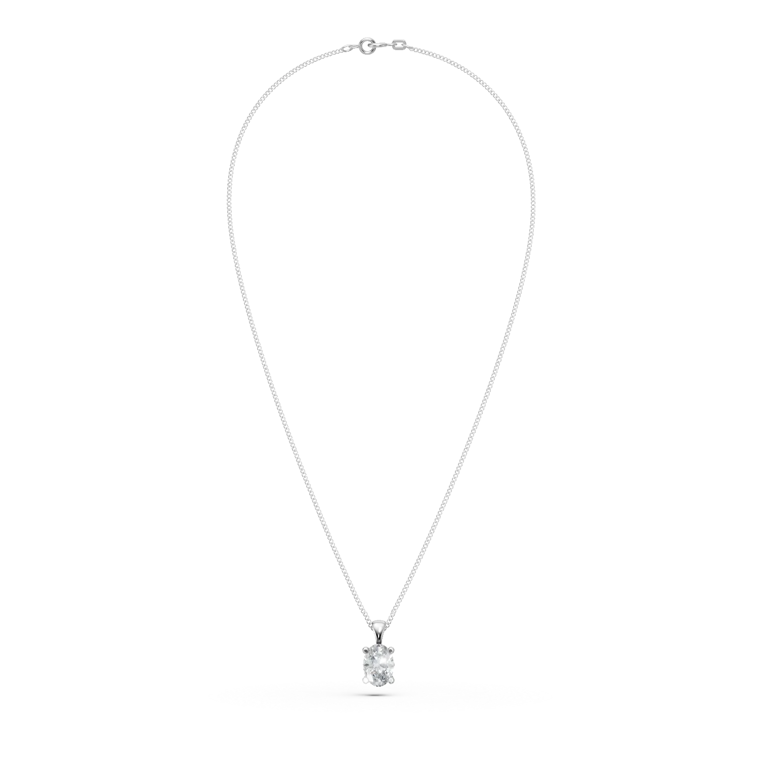 Lant cu pandantiv din aur alb cu diamant solitaire de 0.4ct creat in laborator
