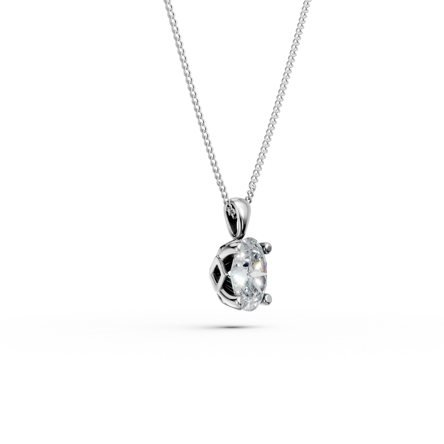 Lant cu pandantiv din aur alb cu diamant solitaire de 0.4ct creat in laborator