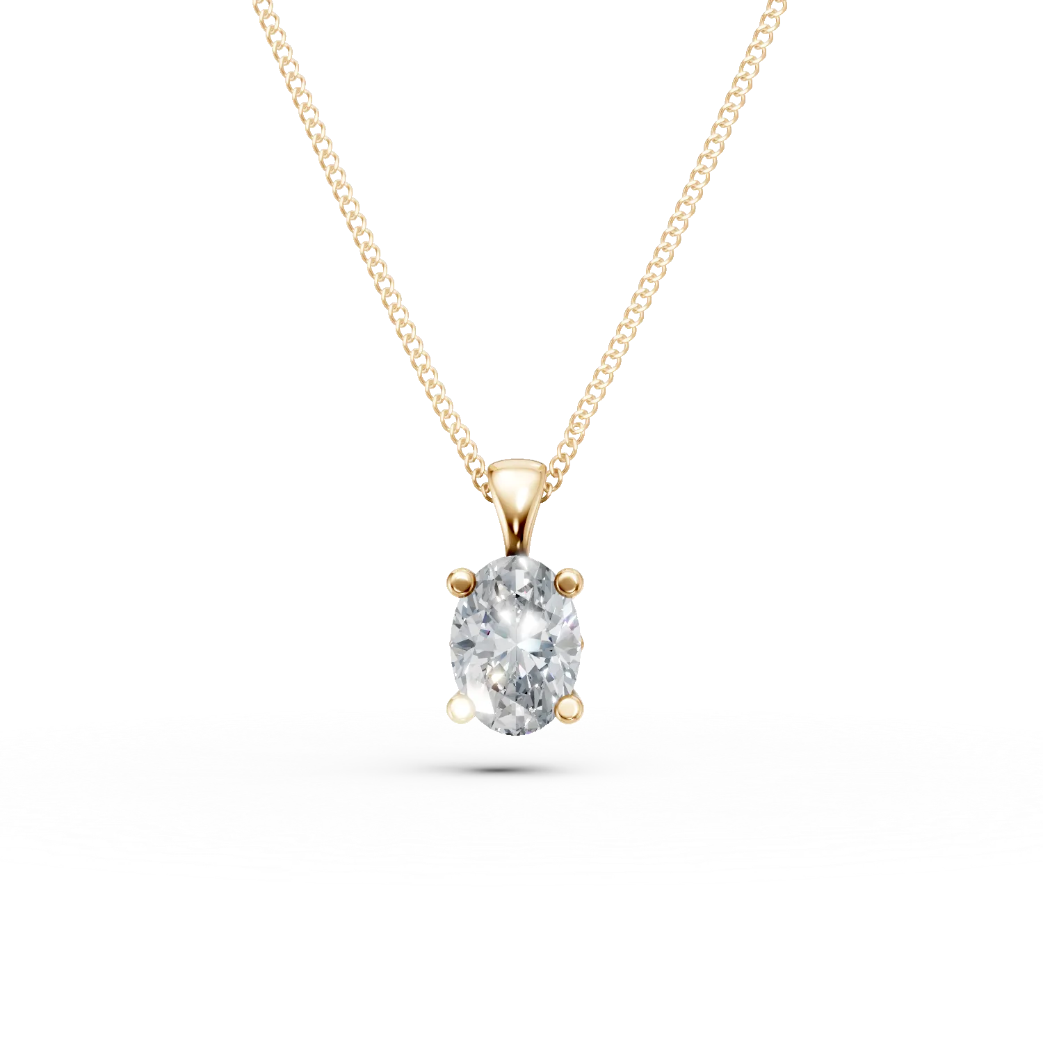 Lant din aur galben cu pandantiv cu diamant solitaire de 0.4ct creat in laborator