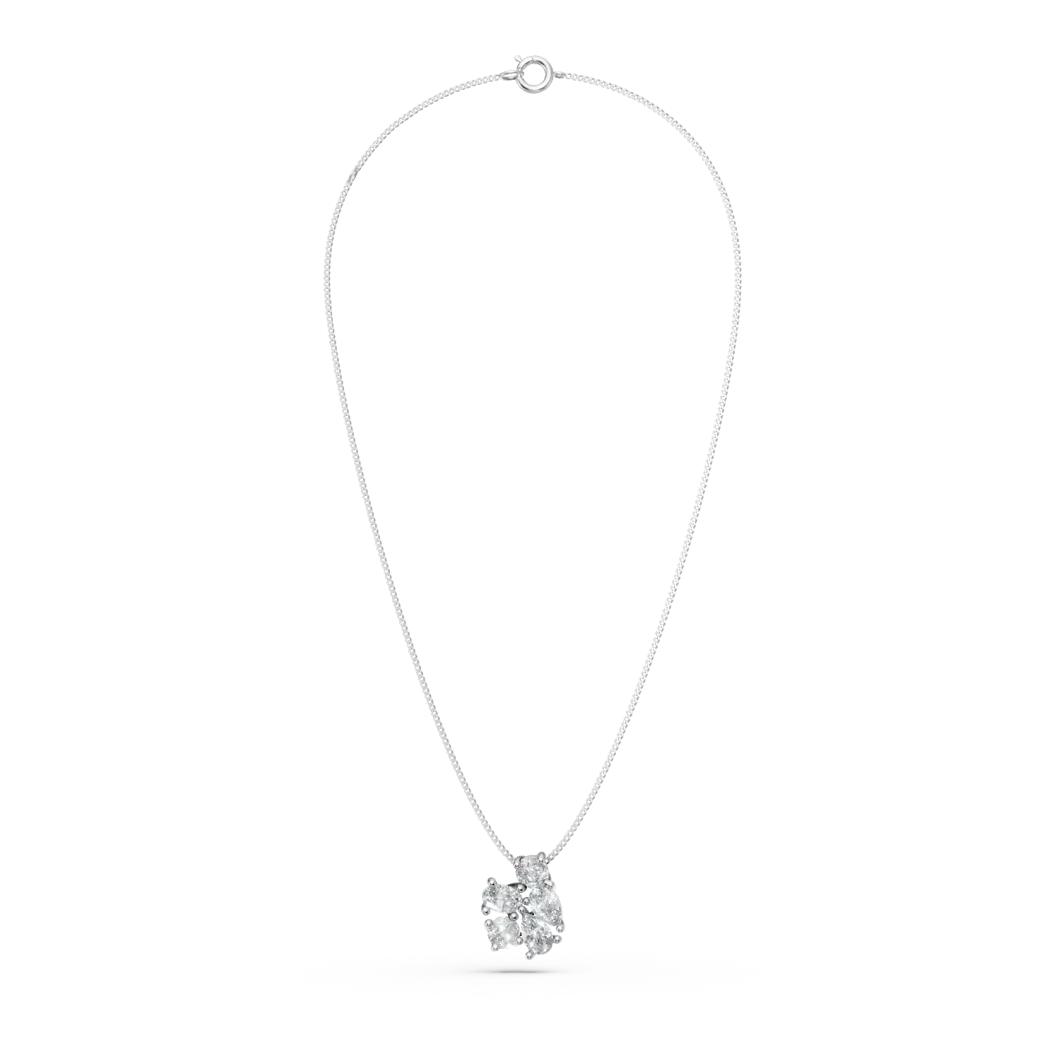 Lant din aur alb cu pandantiv geometric cu diamante de 0.7ct create in laborator