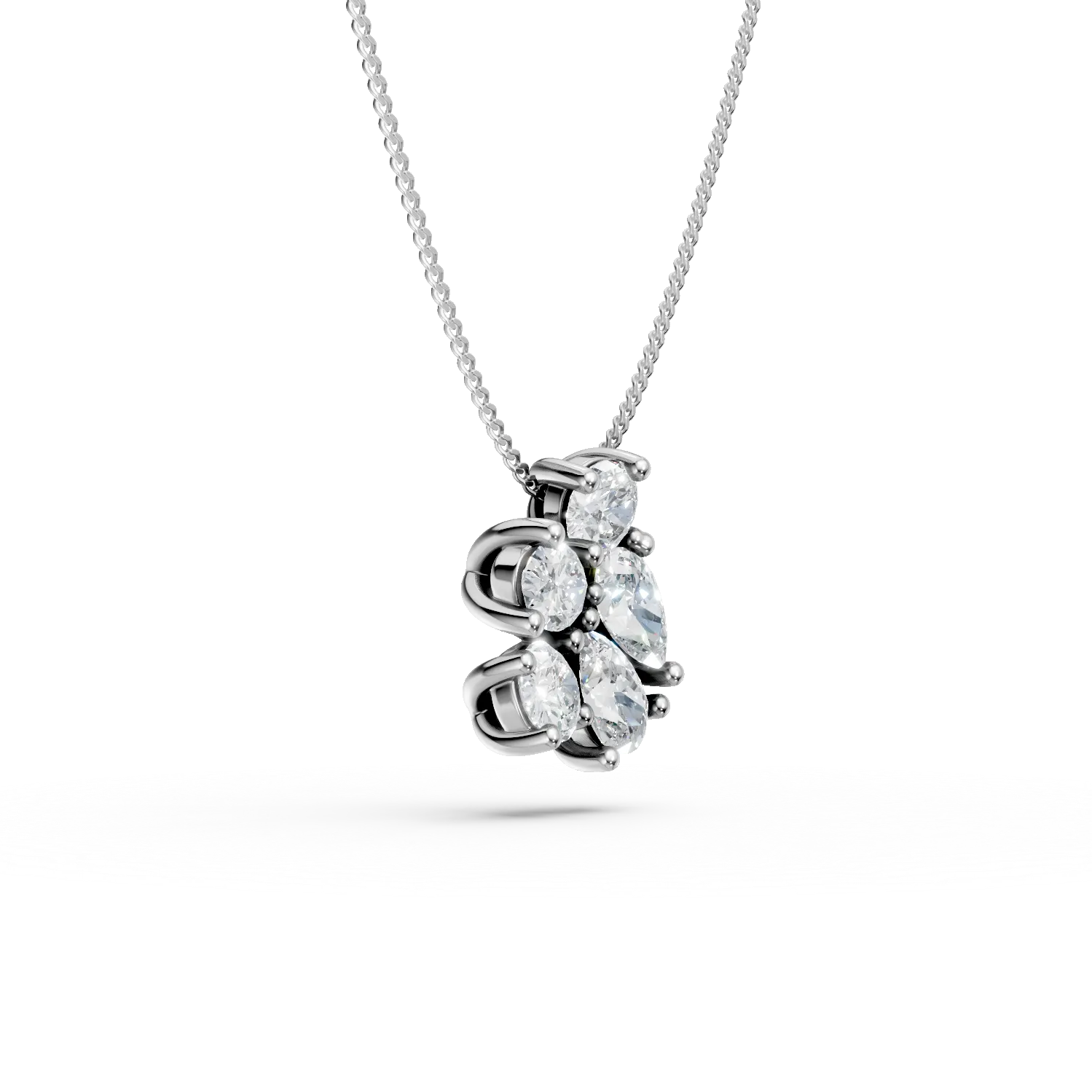 Lant din aur alb cu pandantiv geometric cu diamante de 0.7ct create in laborator