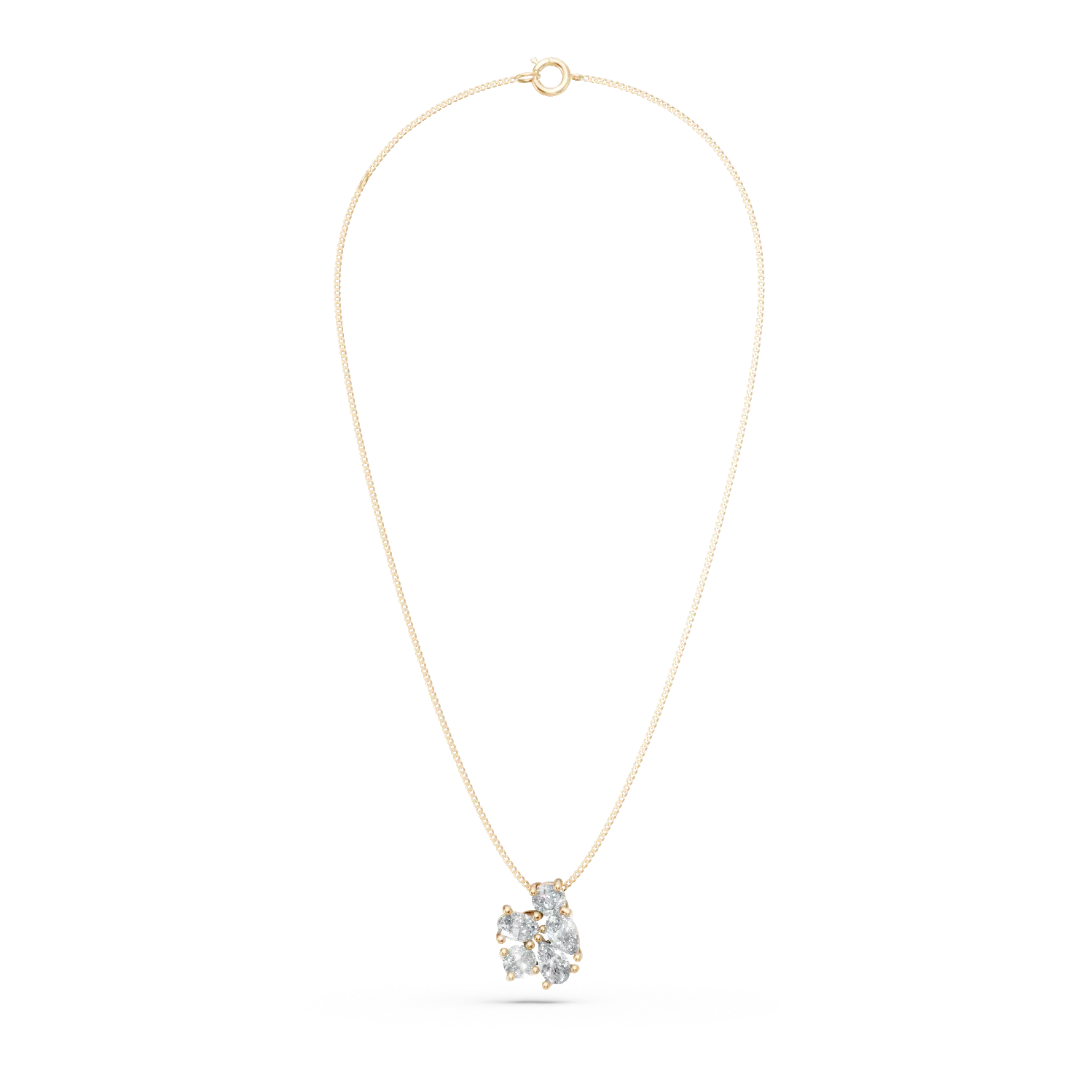 Lant din aur galben cu pandantiv geometric cu diamante de 0.7ct create in laborator