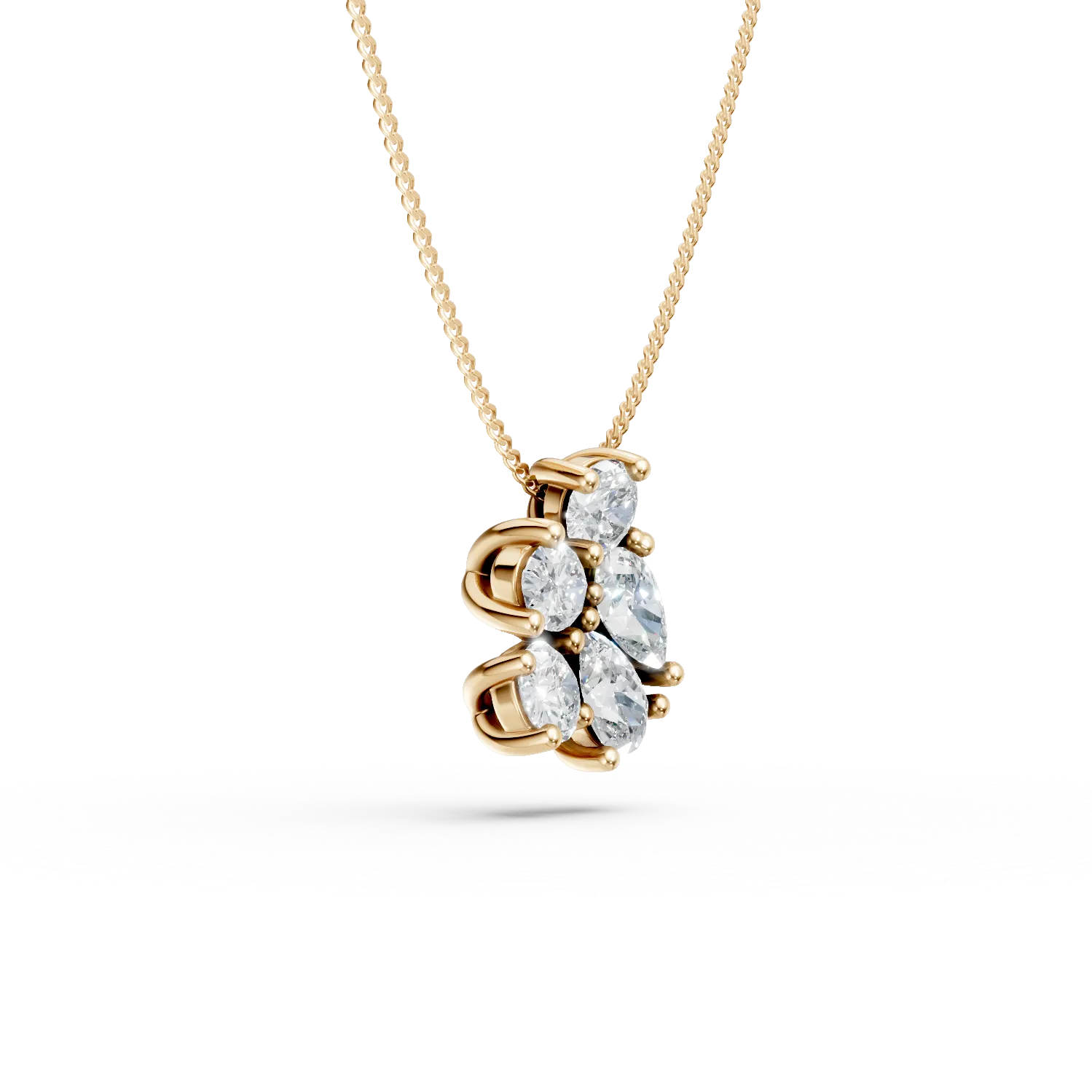 Lant din aur galben cu pandantiv geometric cu diamante de 0.7ct create in laborator