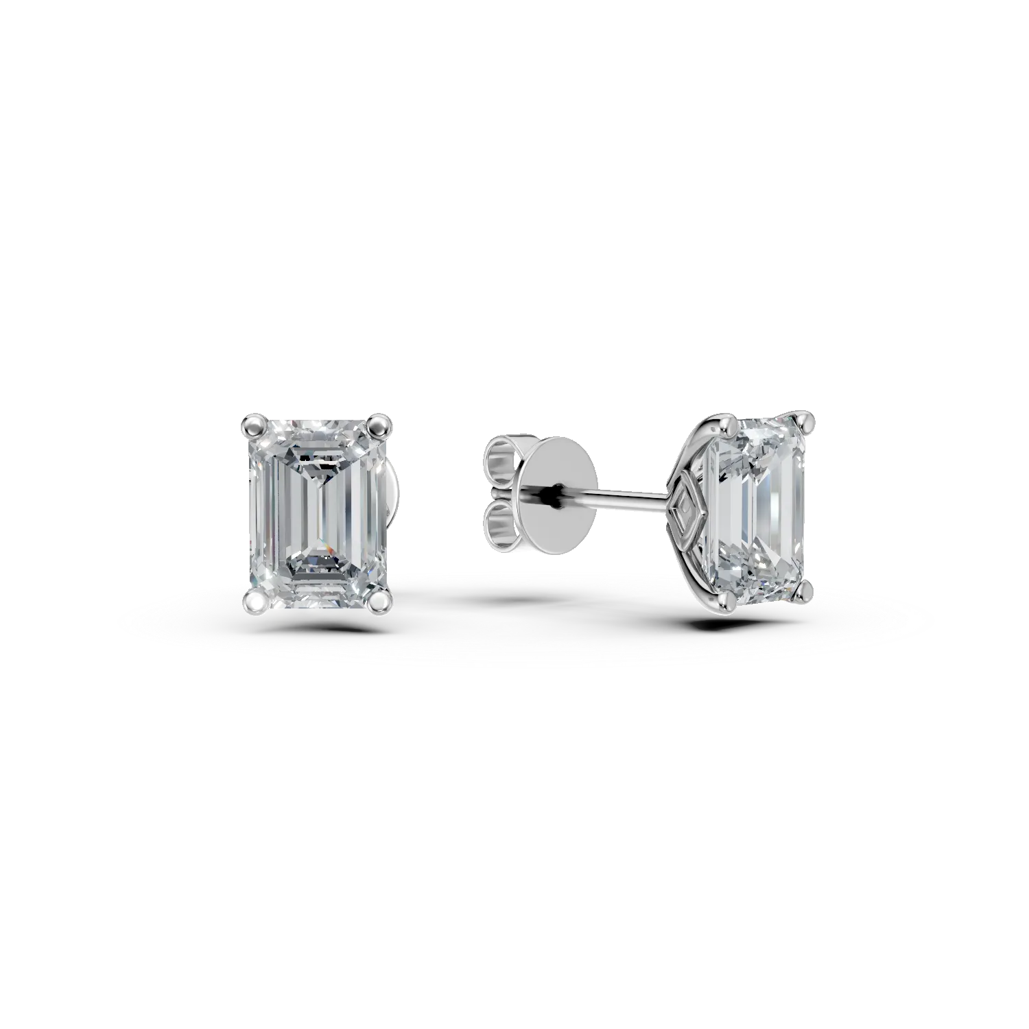 Cercei din aur alb cu diamante solitaire de 0.4ct create in laborator