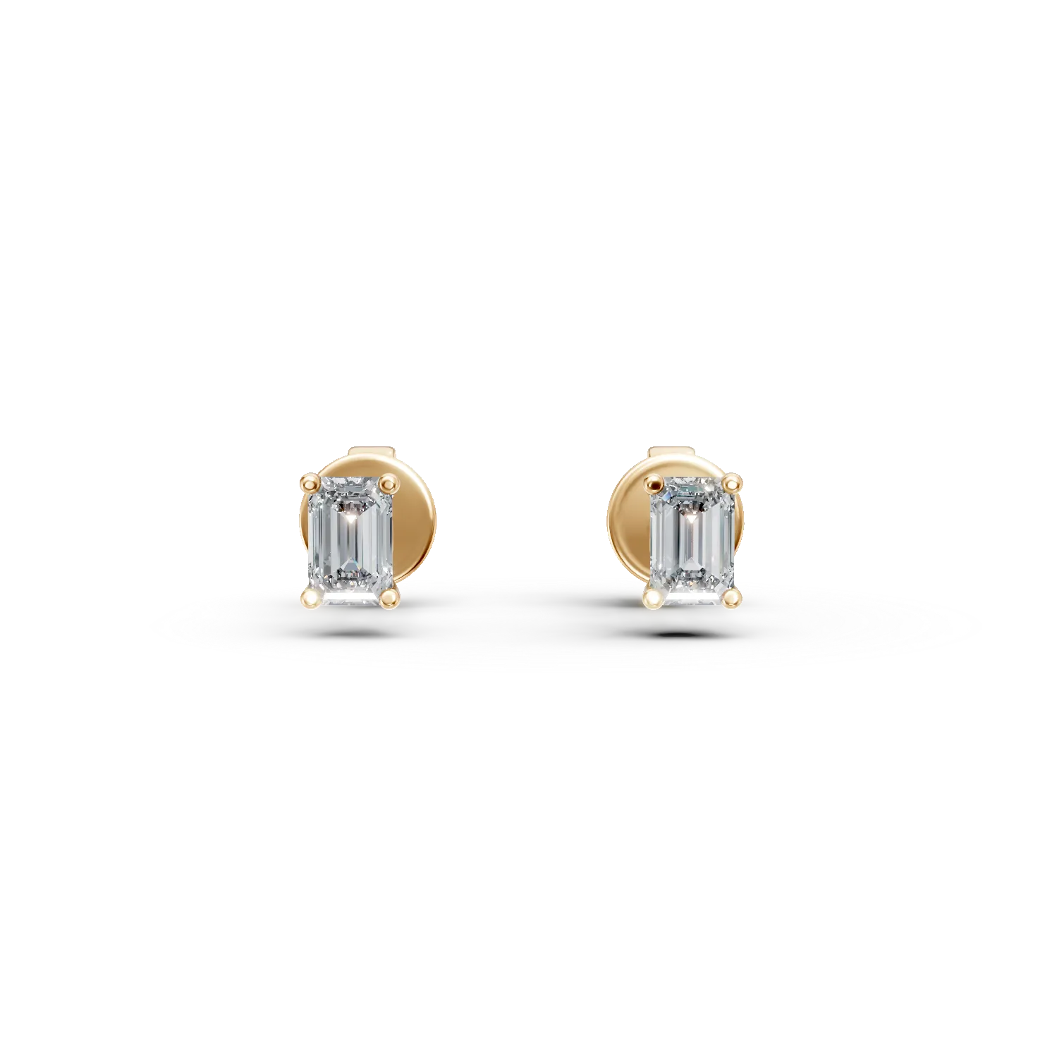 Cercei din aur galben cu diamante solitaire de 0.5ct create in laborator