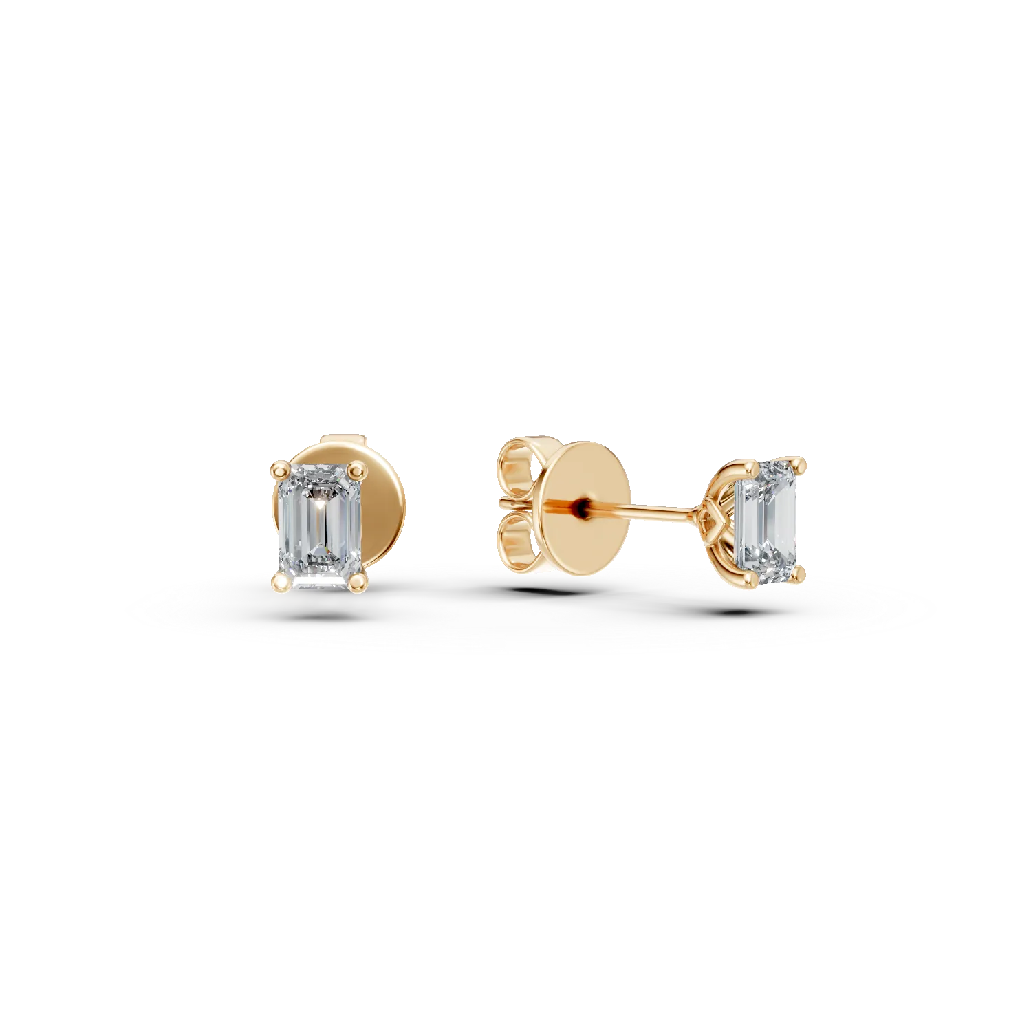 Cercei din aur galben cu diamante solitaire de 0.5ct create in laborator