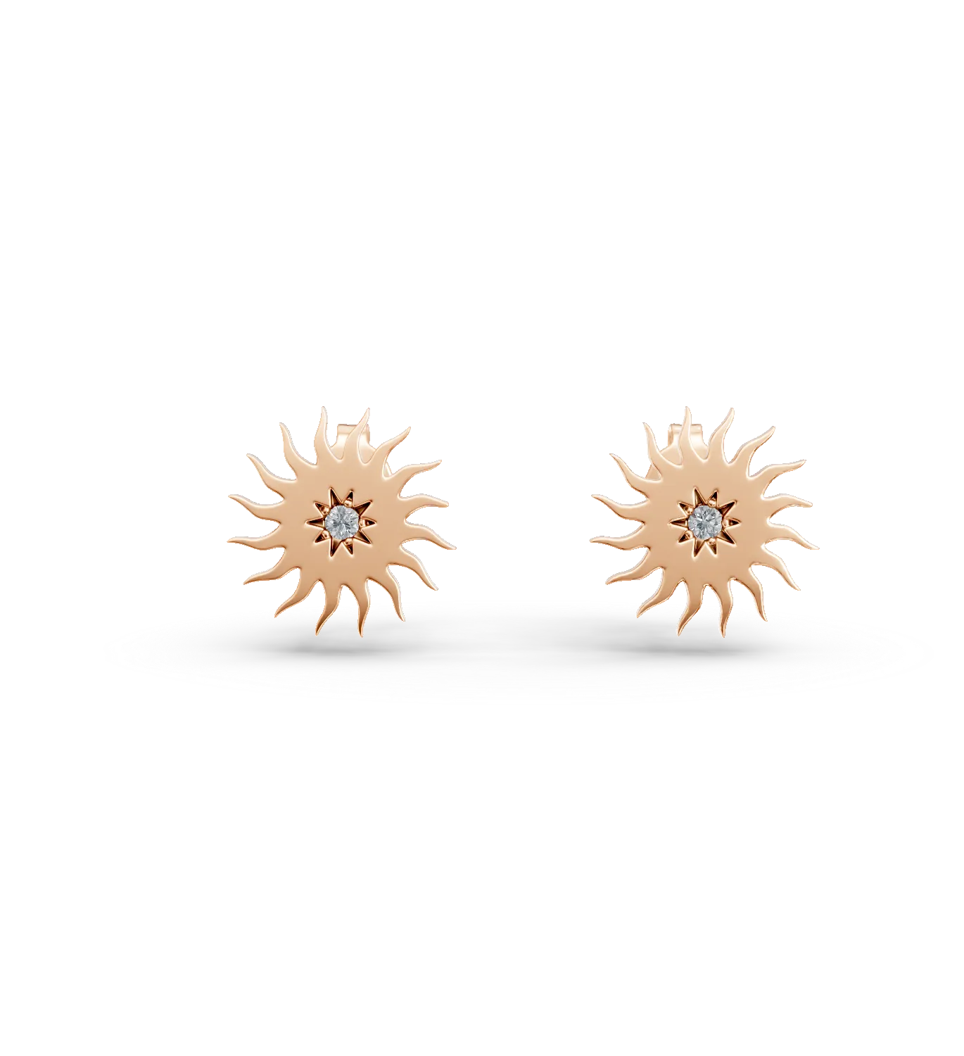 Cercei soare din aur roz cu diamante de 0.02ct