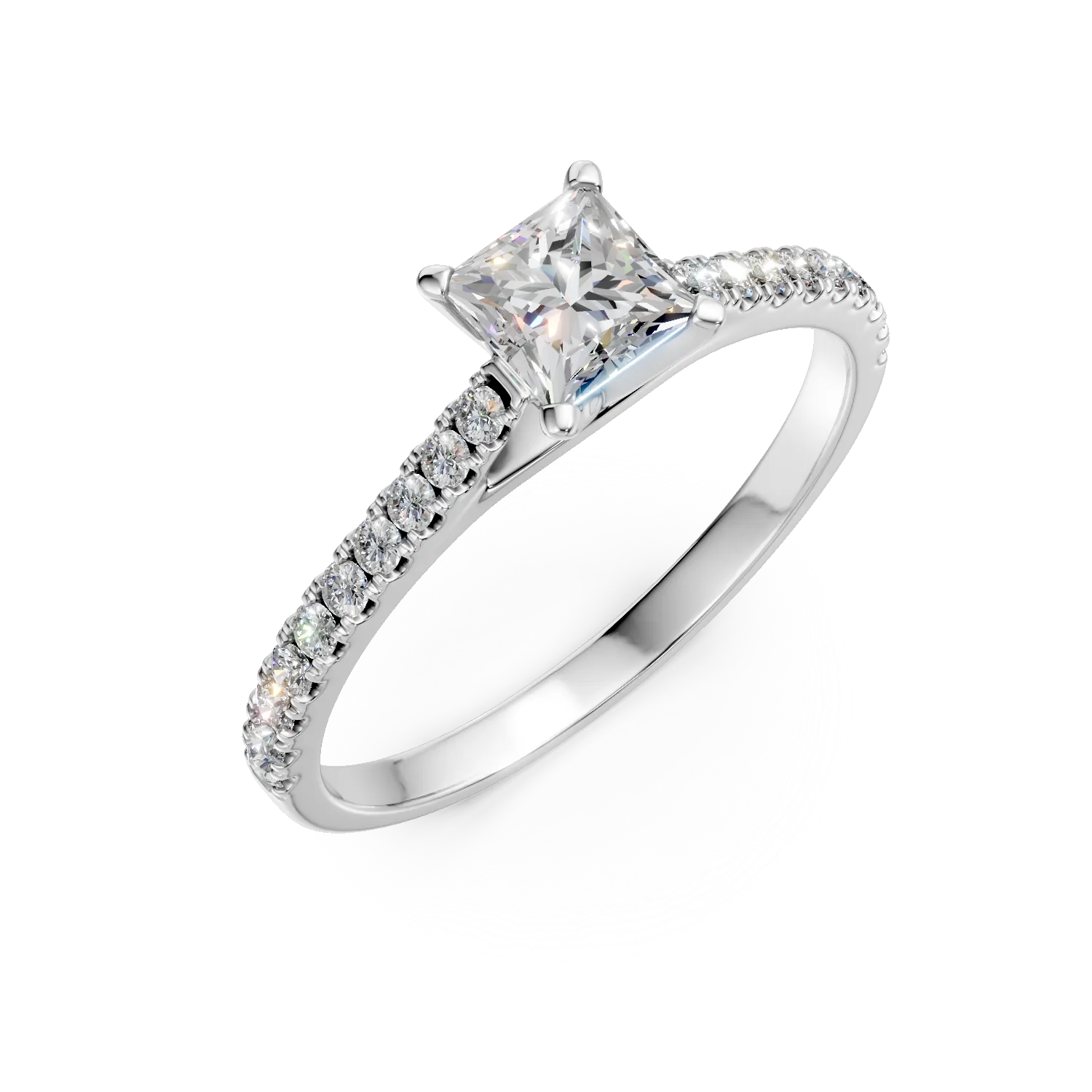 Inel de logodna din aur alb cu diamante de 0.7ct create in laborator
