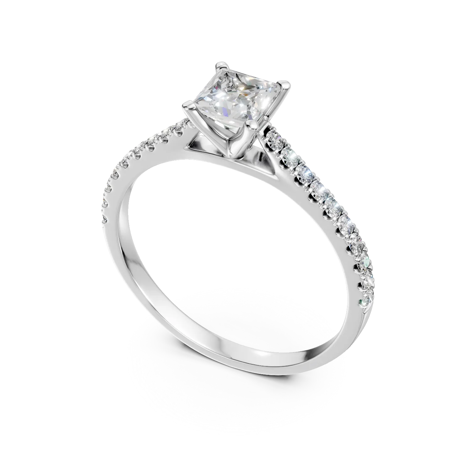 Inel de logodna din aur alb cu diamante de 0.7ct create in laborator