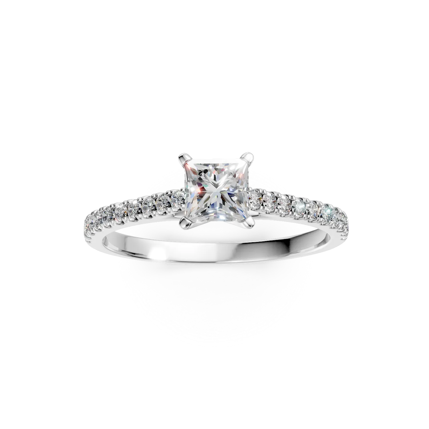 Inel de logodna din aur alb cu diamante de 0.7ct create in laborator