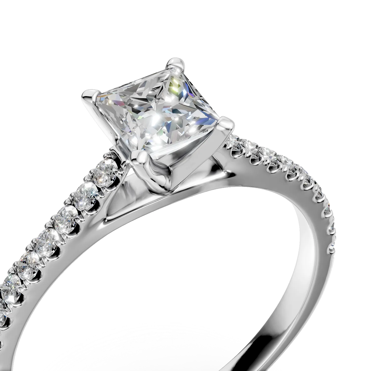 Inel de logodna din aur alb cu diamante de 0.7ct create in laborator