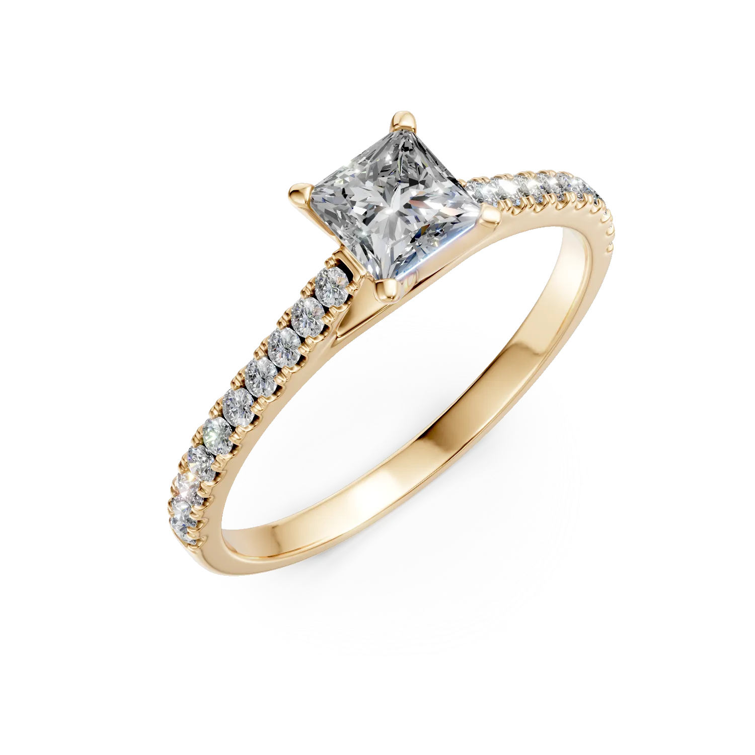 Inel de logodna din aur galben cu diamante de 0.7ct create in laborator