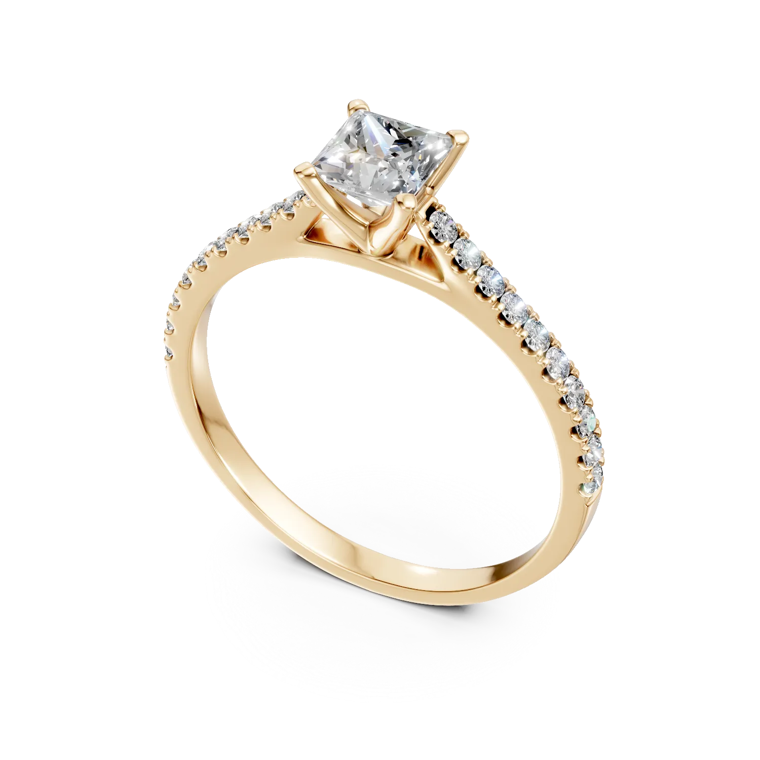Inel de logodna din aur galben cu diamante de 0.7ct create in laborator