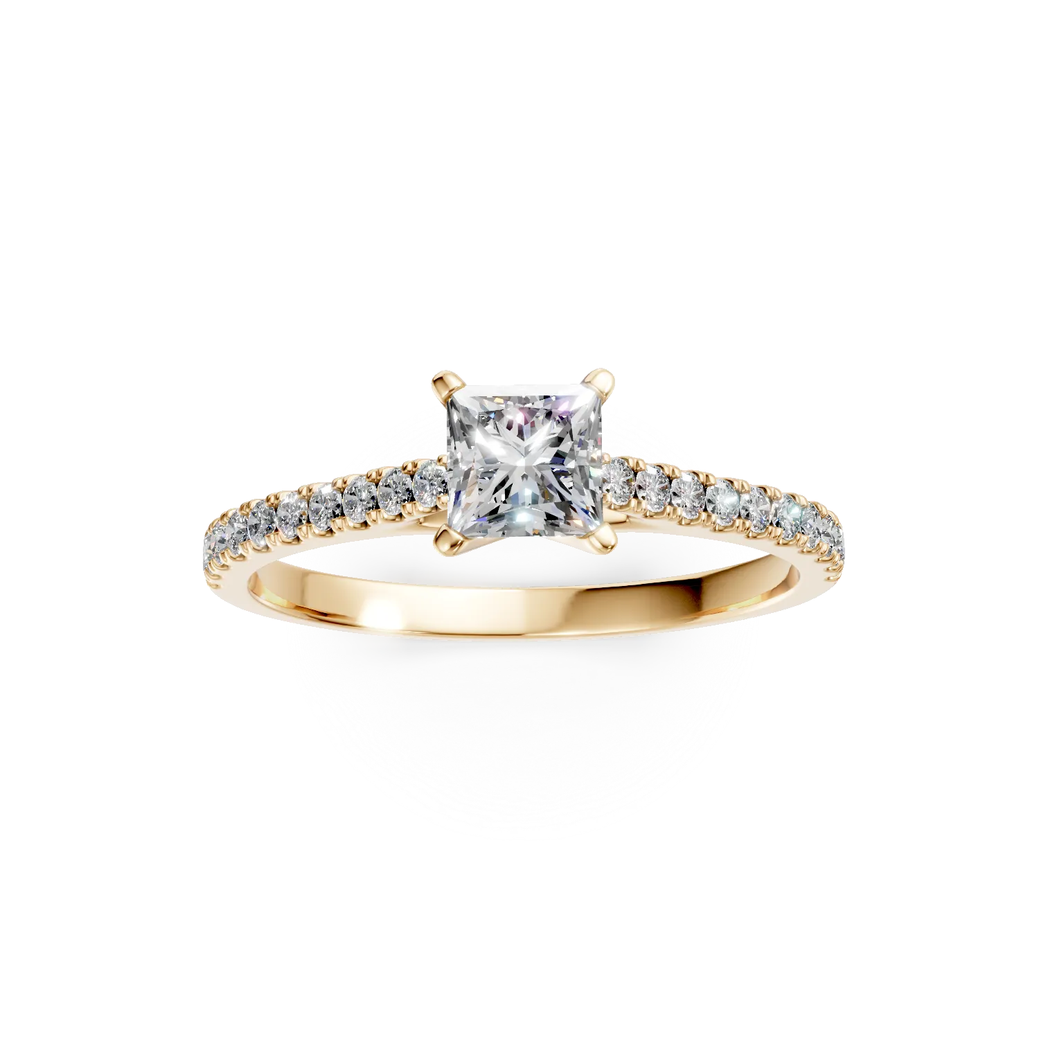 Inel de logodna din aur galben cu diamante de 0.7ct create in laborator