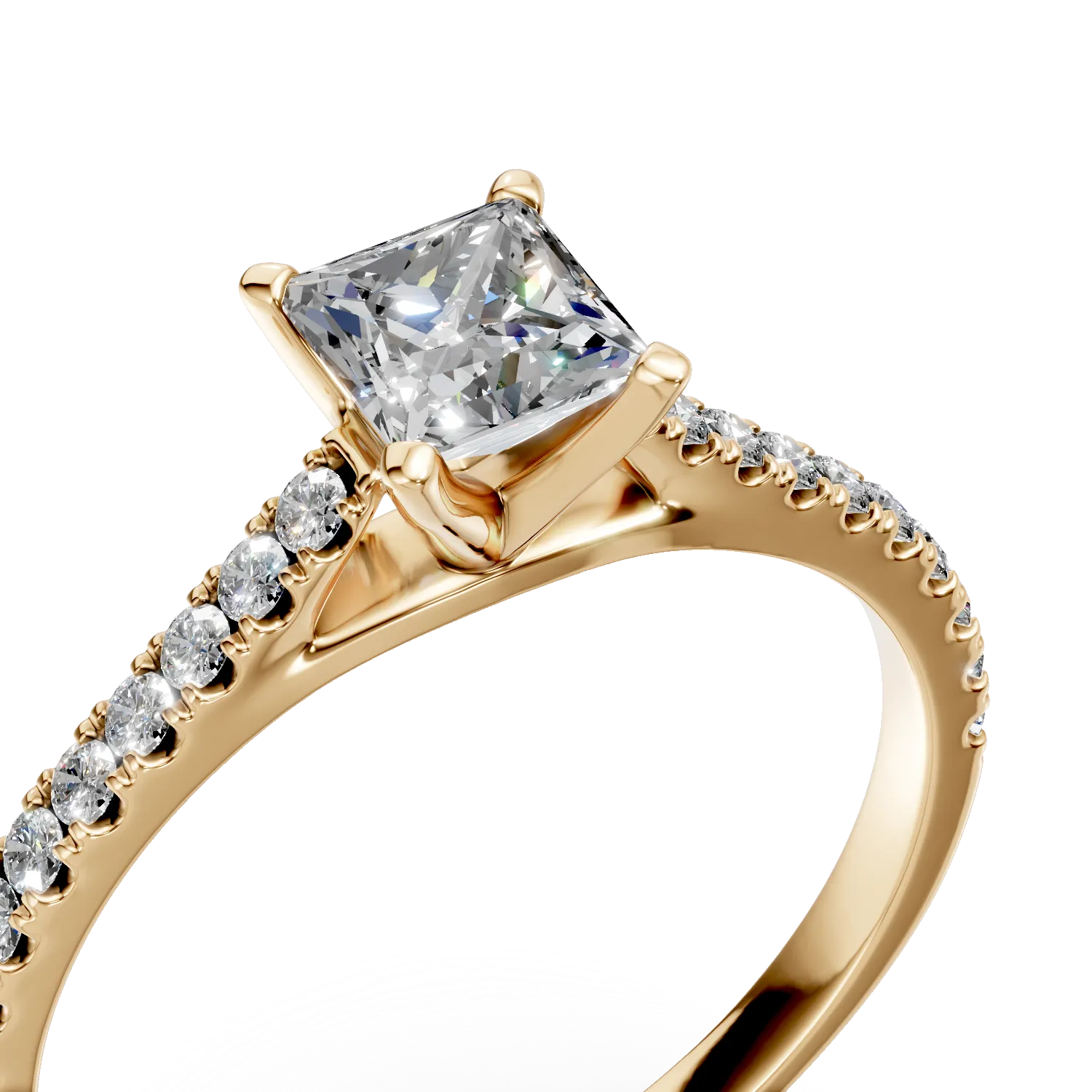 Inel de logodna din aur galben cu diamante de 0.7ct create in laborator